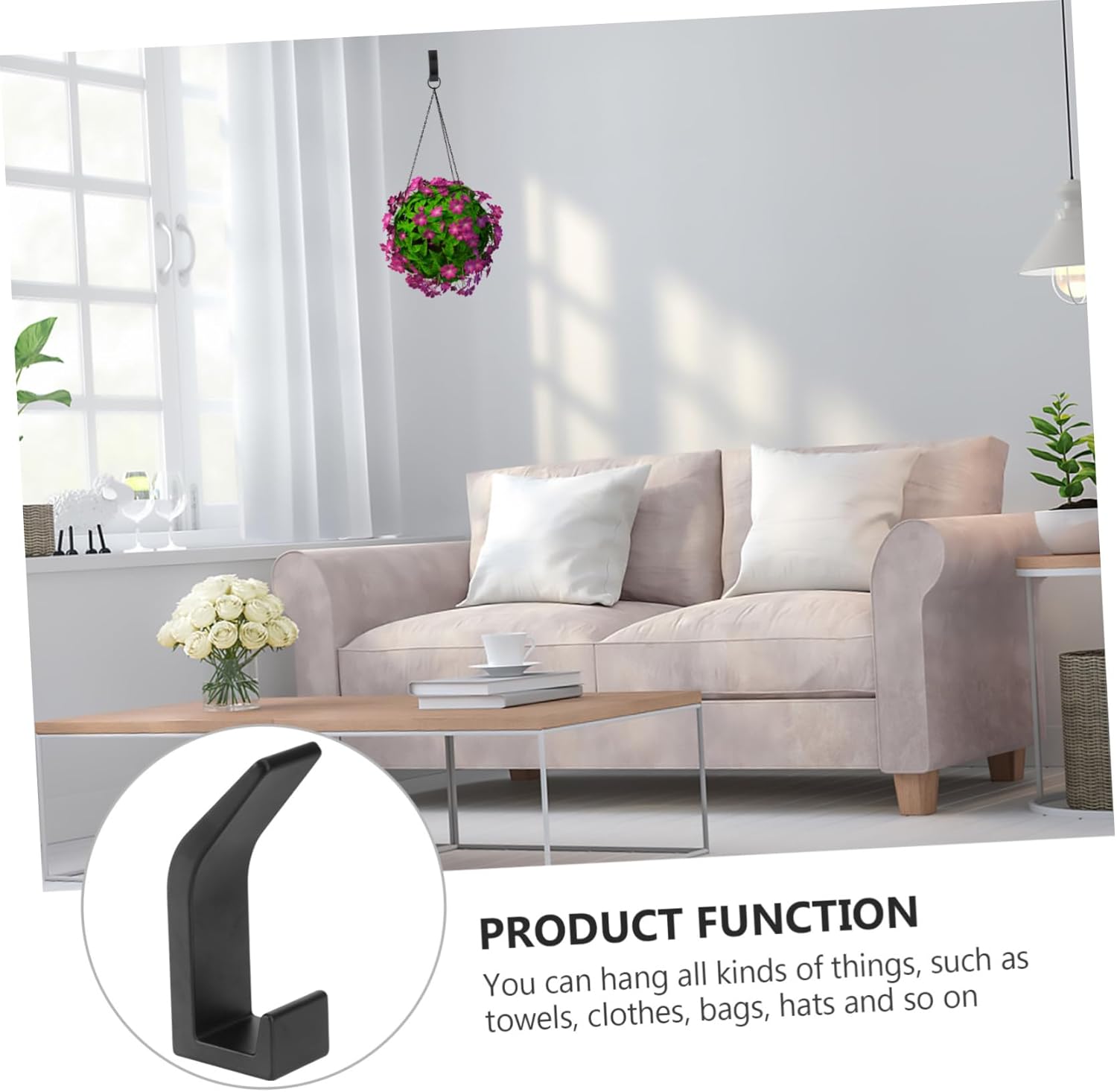 Cabilock 5PCS Black Metal Wall Hooks
