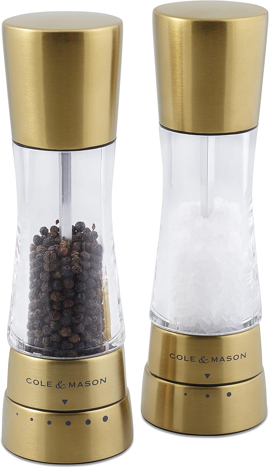 Cole Mason Derwent Gold Salt Pepper Mills Gift Set