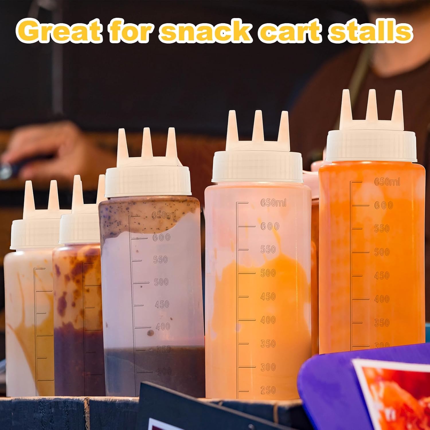 Maxdot 12 Pcs 24 Oz 3 Hole Squeeze Condiment Bottles