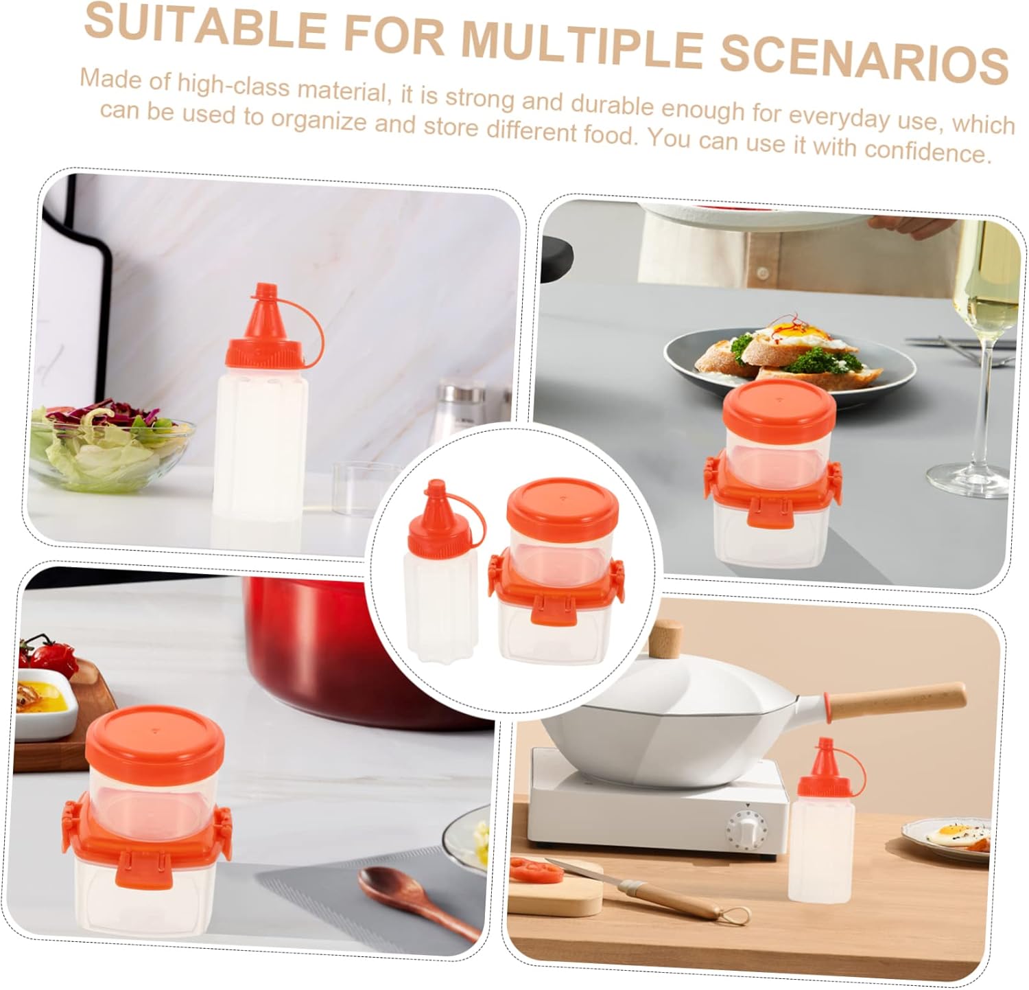 DECHOUS 2 Sets Condiment Bottles with Lids for Kitchen Storage 1