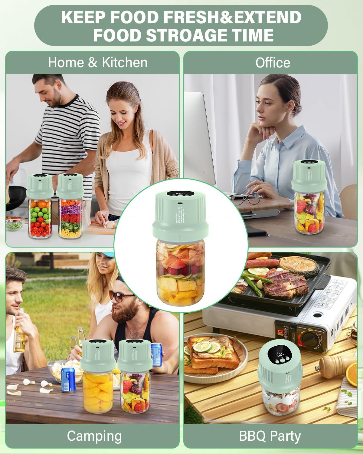 RROFKA 3-in-1 Mason Jar Vacuum Sealer Kit