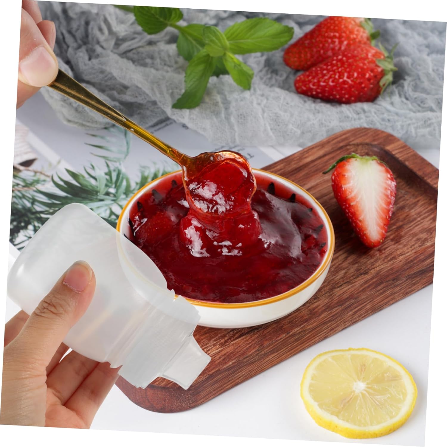 6pcs Sauce Squeeze Bottles for Salad Dressing Wide Mouth Ketchup Bottles