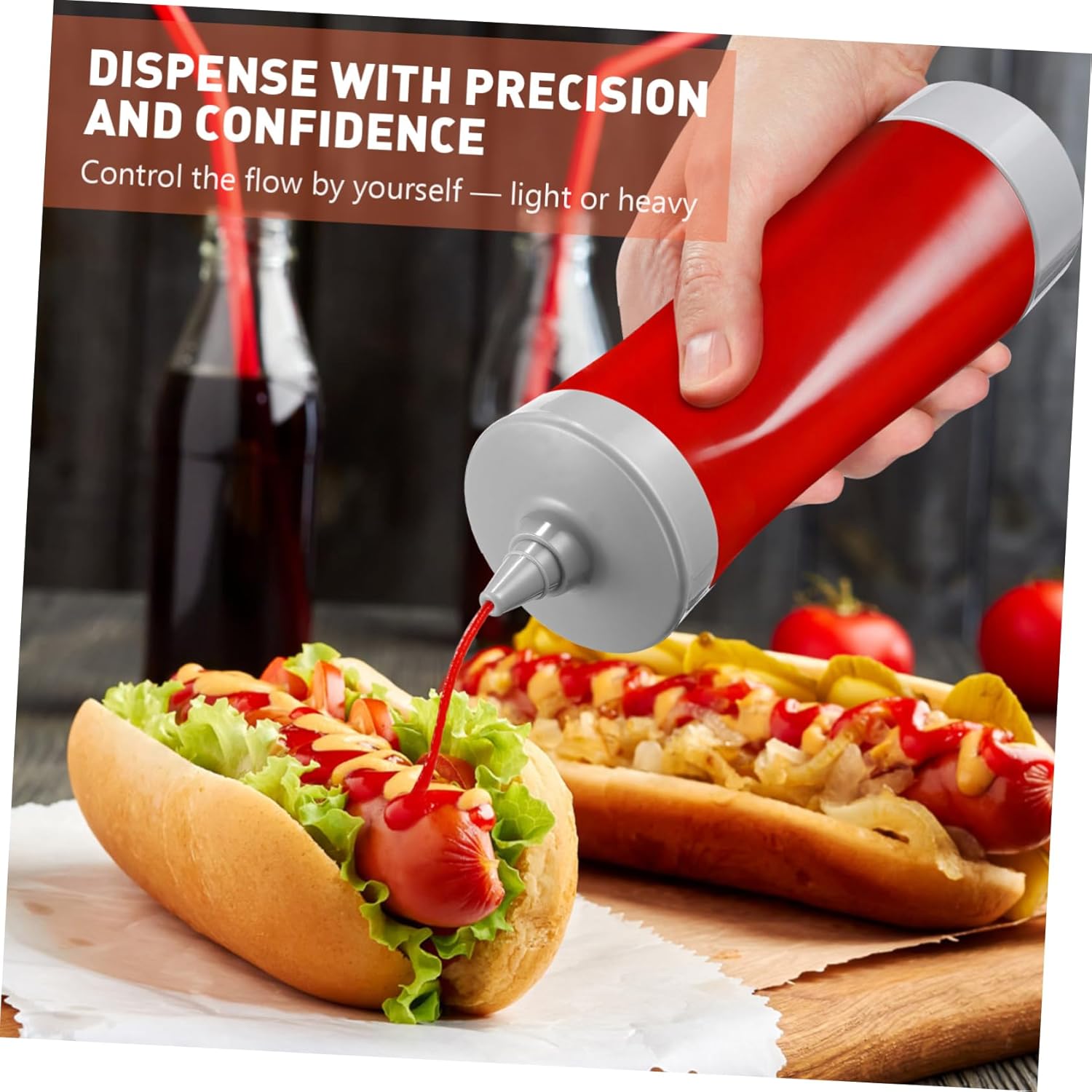 GREENADSCAPE Squeeze Bottle Set of 3 Leakproof Ketchup Mustard Sauce Bottles