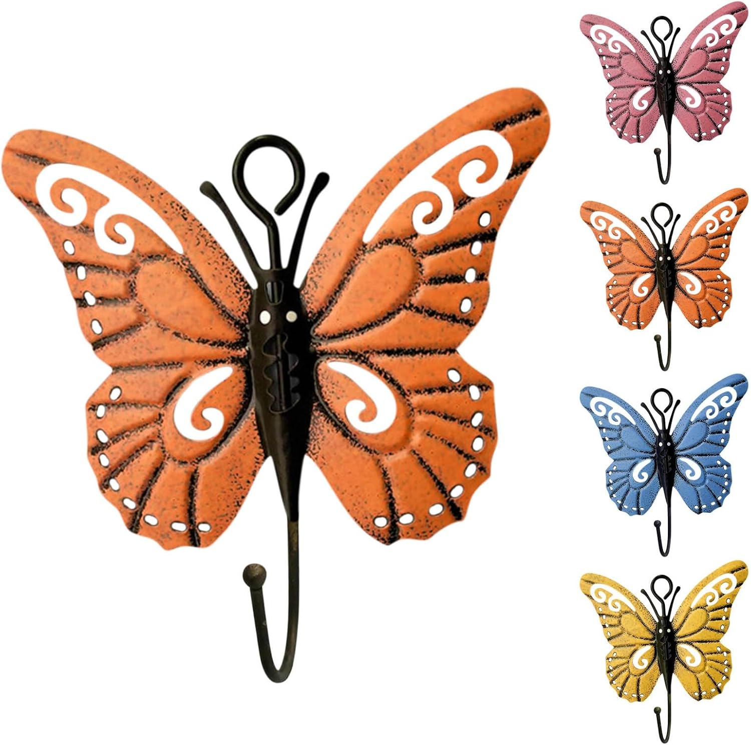 4 PCS Metal Butterfly Hooks Wall Decor