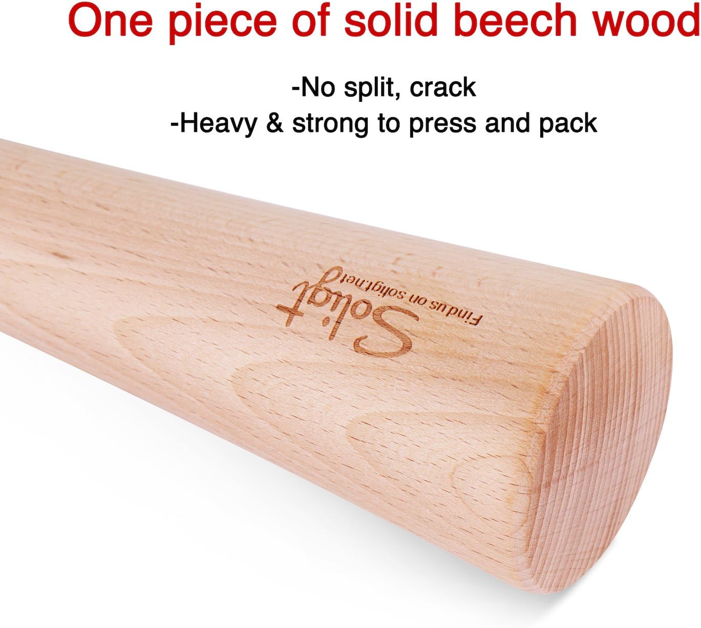 SOLIGT 12 Inch Wood Kraut Pounder for Canning