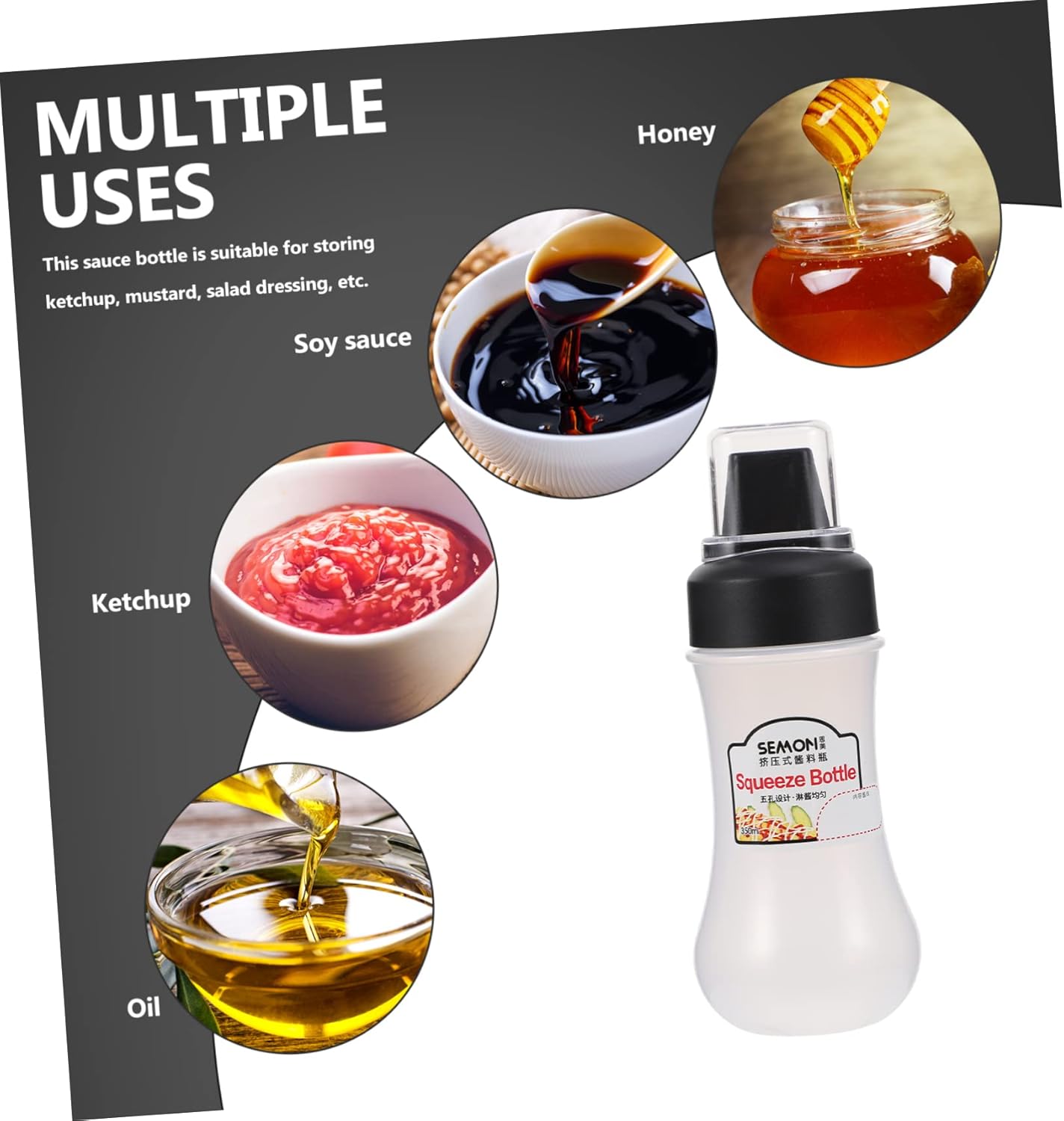 Garneck 5-Hole Refillable Condiment Squeeze Bottle