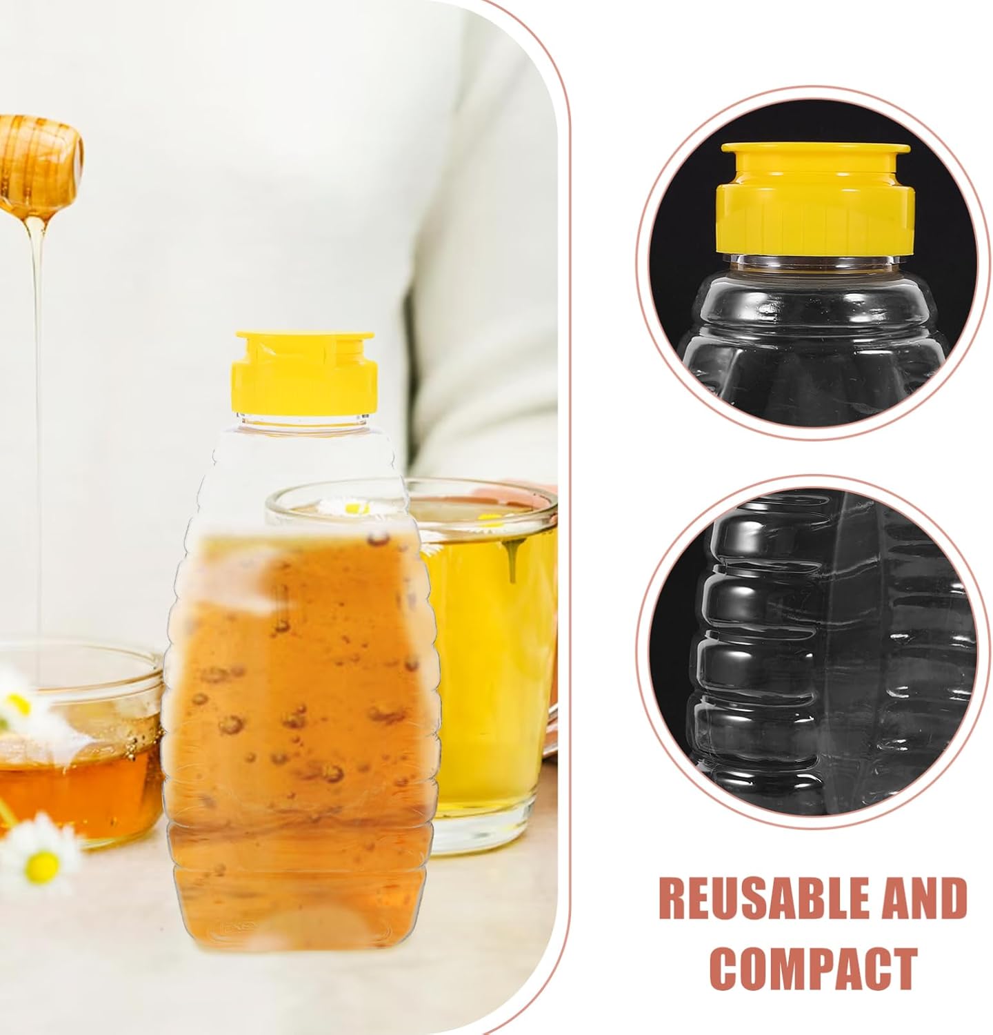 HOLIDYOYO 4pcs Jam Bottle Squeeze Honey Dispenser