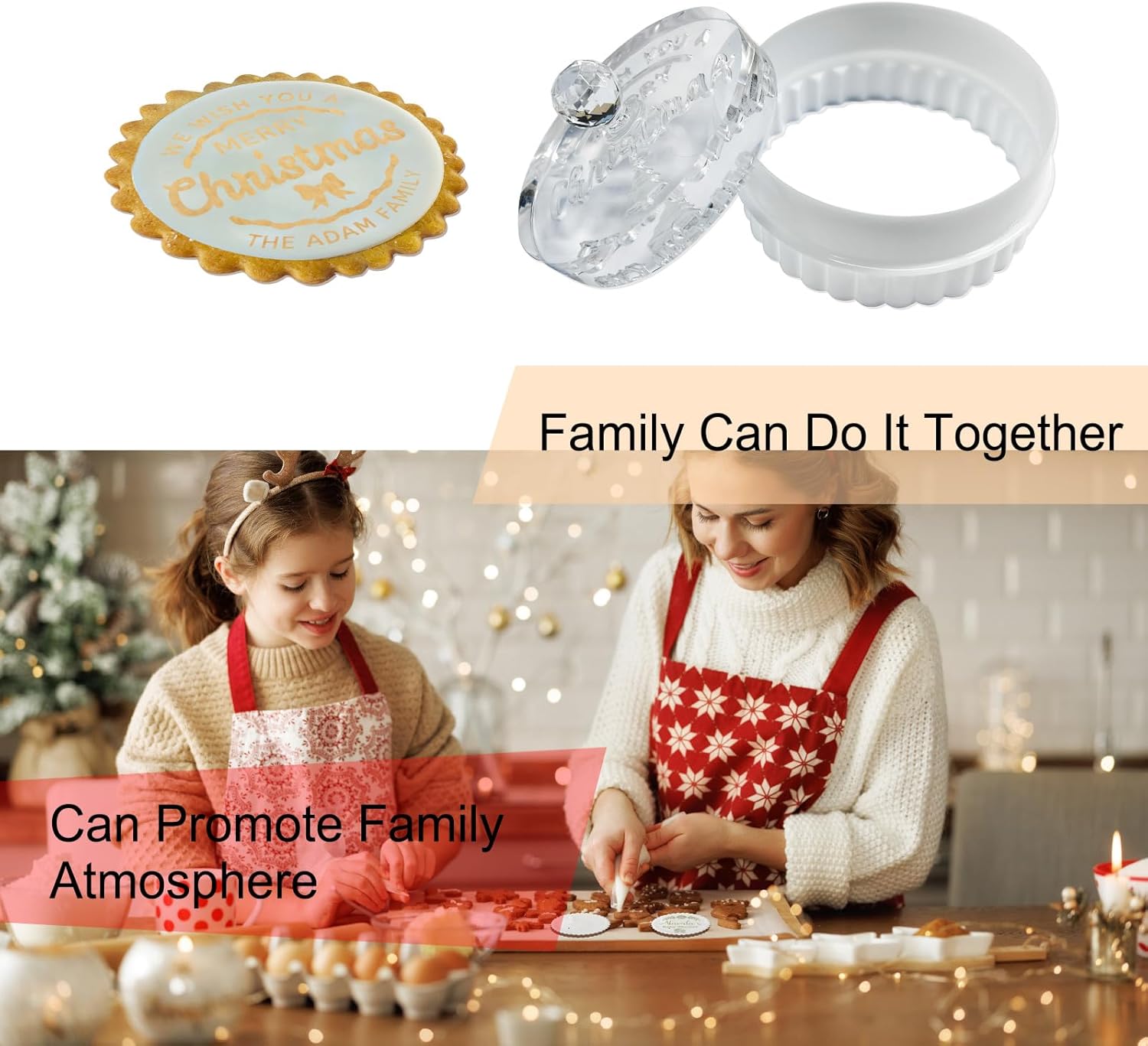 Fadace Personalized Christmas Cookie Stamp with Family Name 1