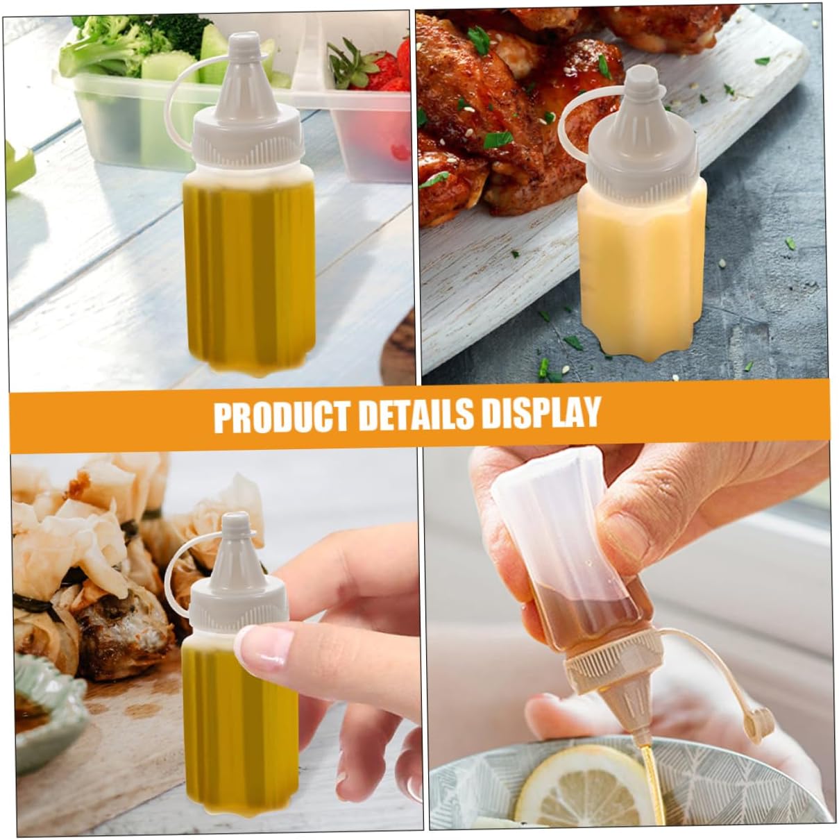Reusable Sauce Dispenser Bottles Mini Squeeze Bottles for Salad Dressing and Oils