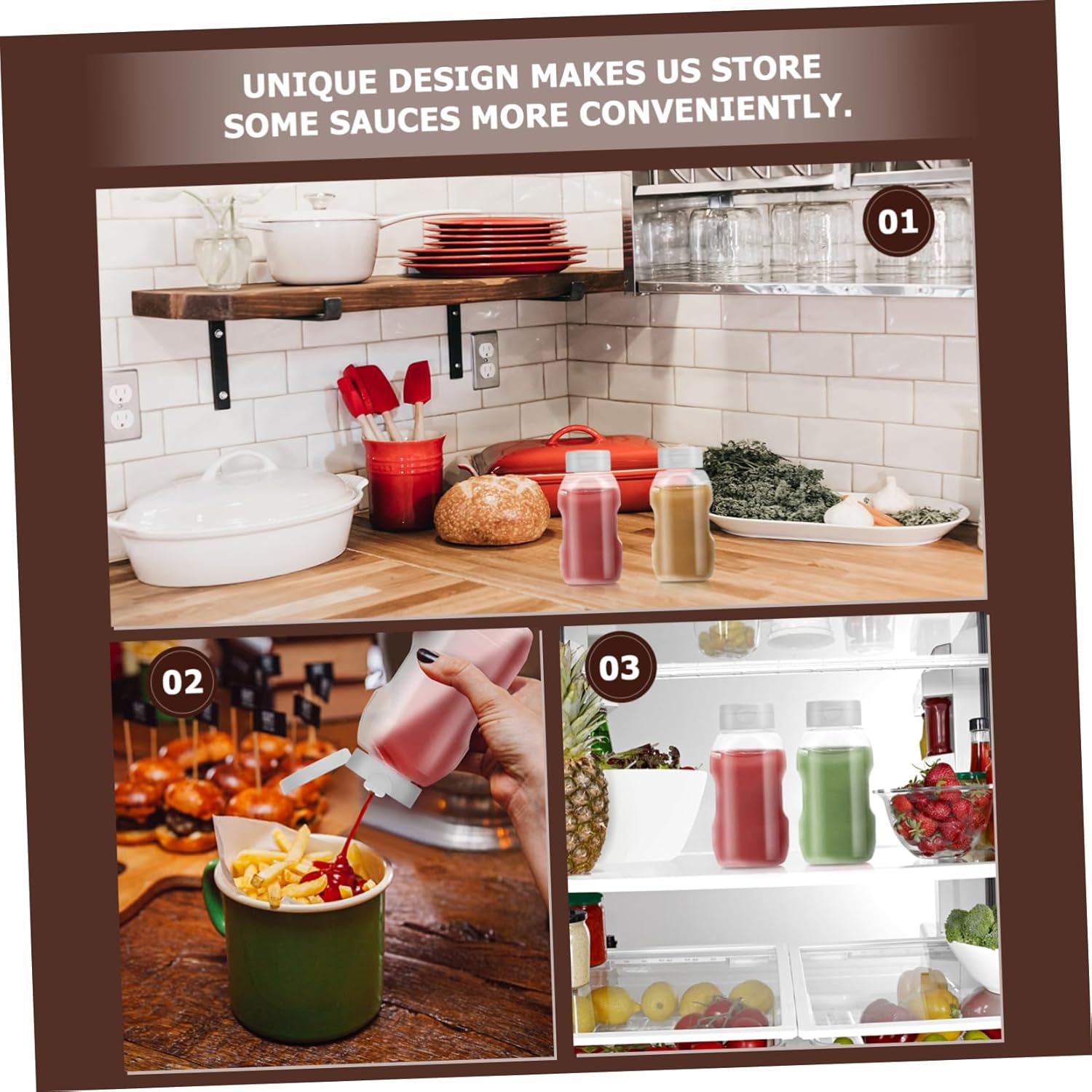 CIYODO 4PCS Mini Sauce Bottles Safe Material Leakproof Kitchen Condiment Containers
