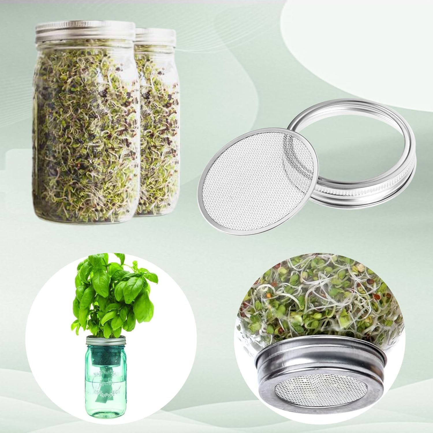 10 Pack Sprouting Lids for 82mm Mason Jars 1