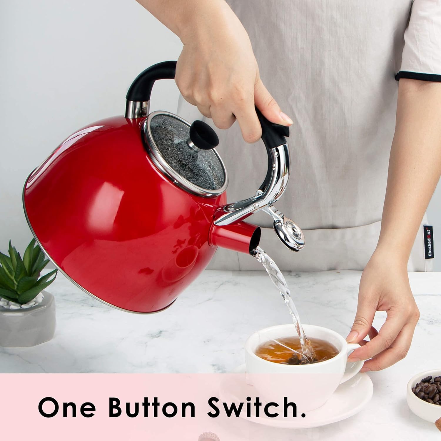 Rorence 25 Qt Tea Kettle with Glass Lid and Whistle