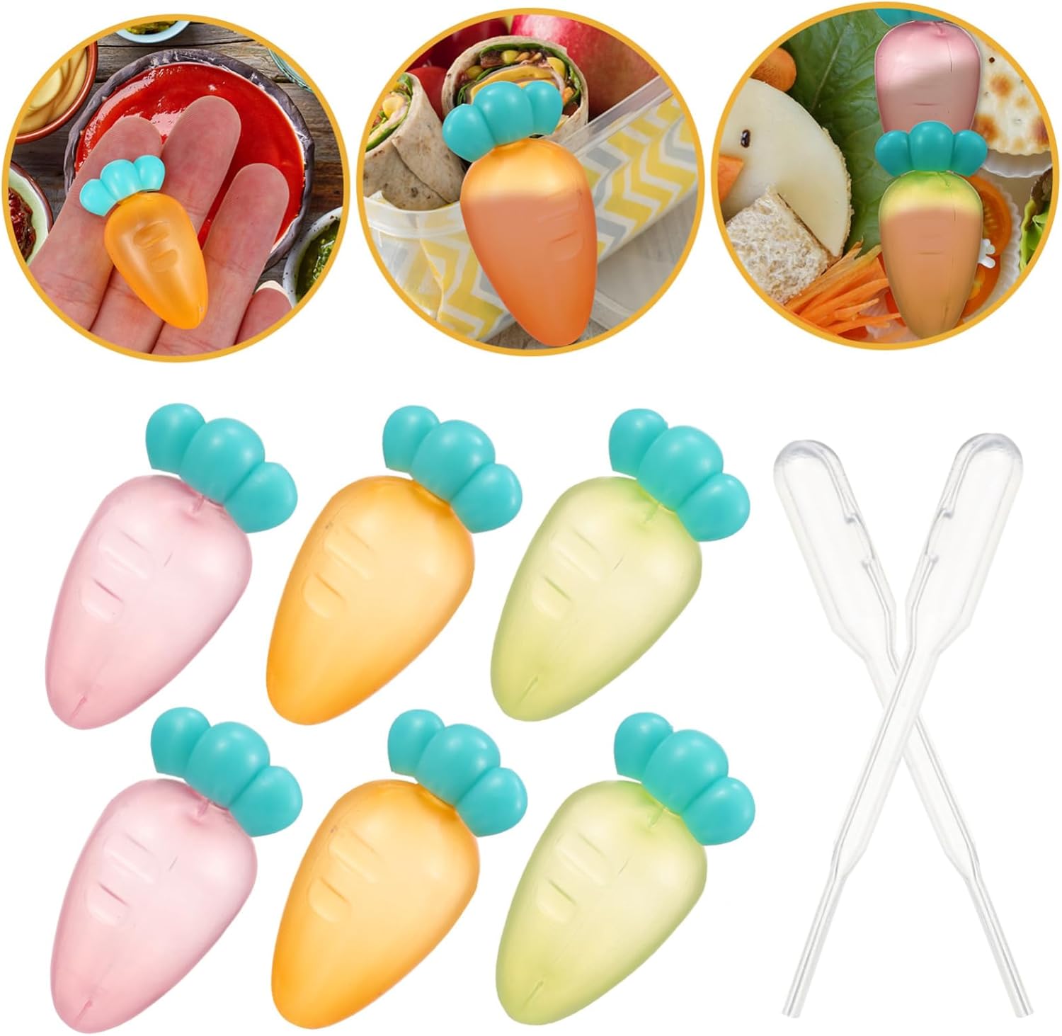 Set of 6 Mini Condiment Squeeze Bottles for Picnic and Travel