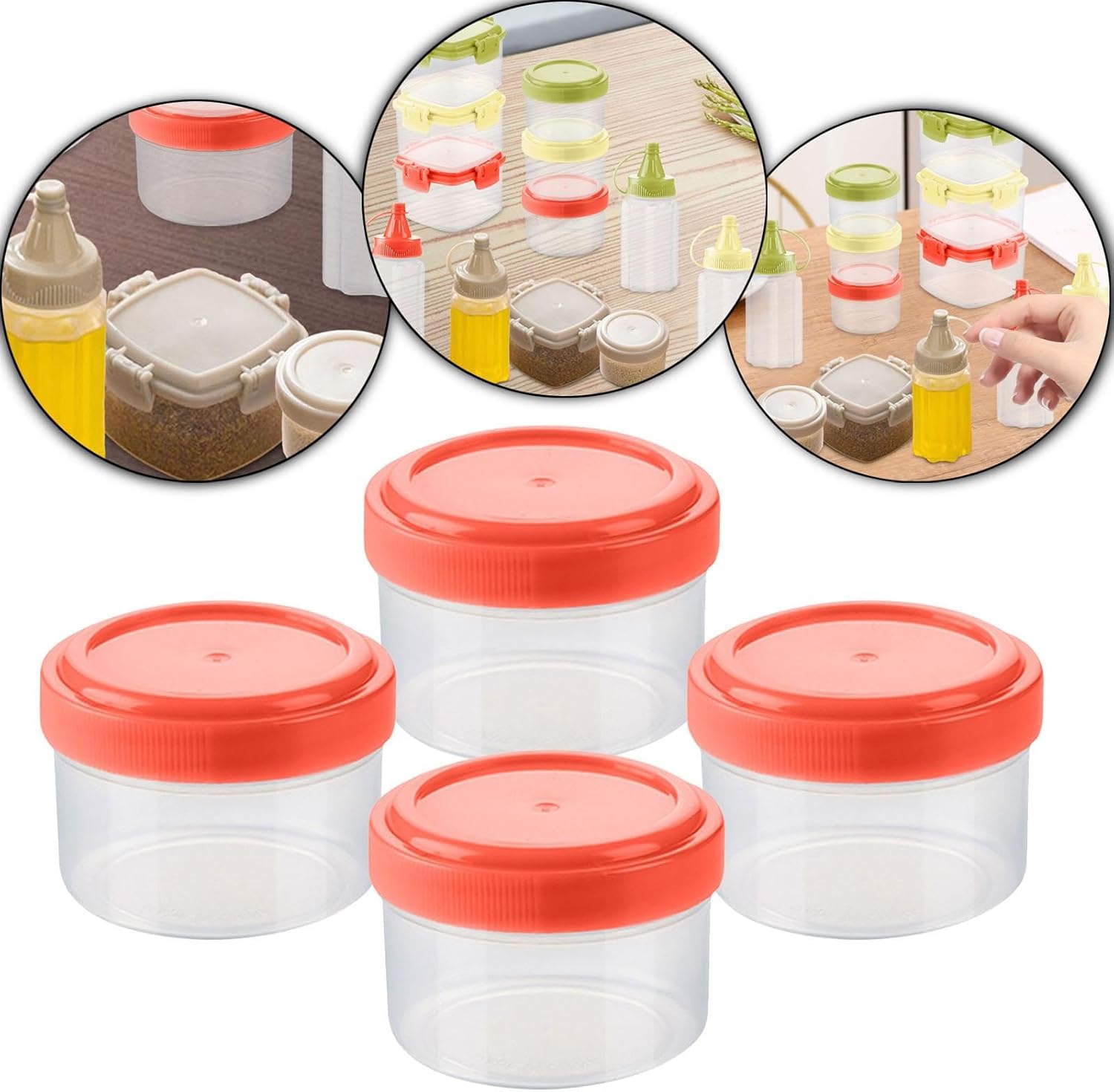 Portable Clear Seasoning Bottles Set with Leakproof Lids