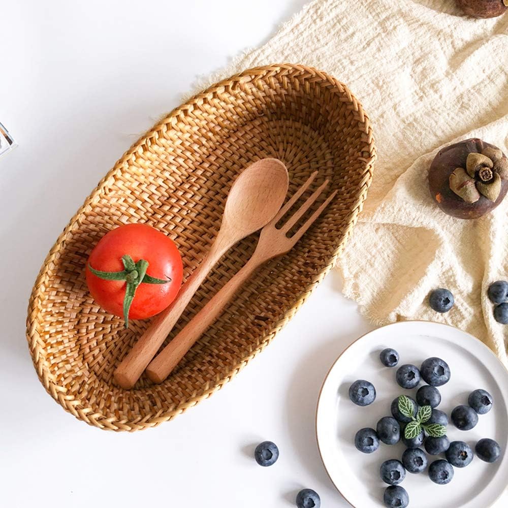 i-lan Handwoven Bread Serving Basket Set Natural Brown