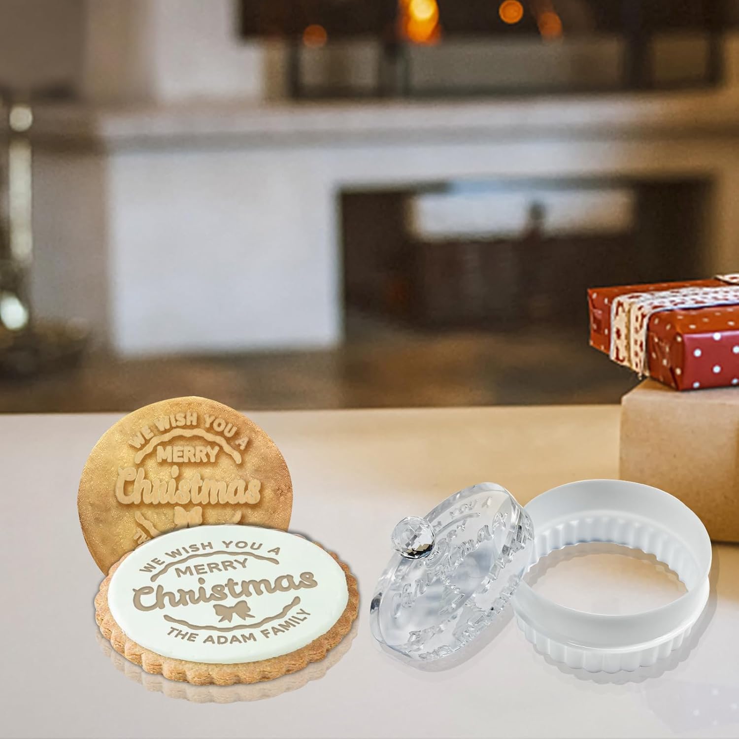 Fadace Personalized Christmas Cookie Stamp with Family Name 1