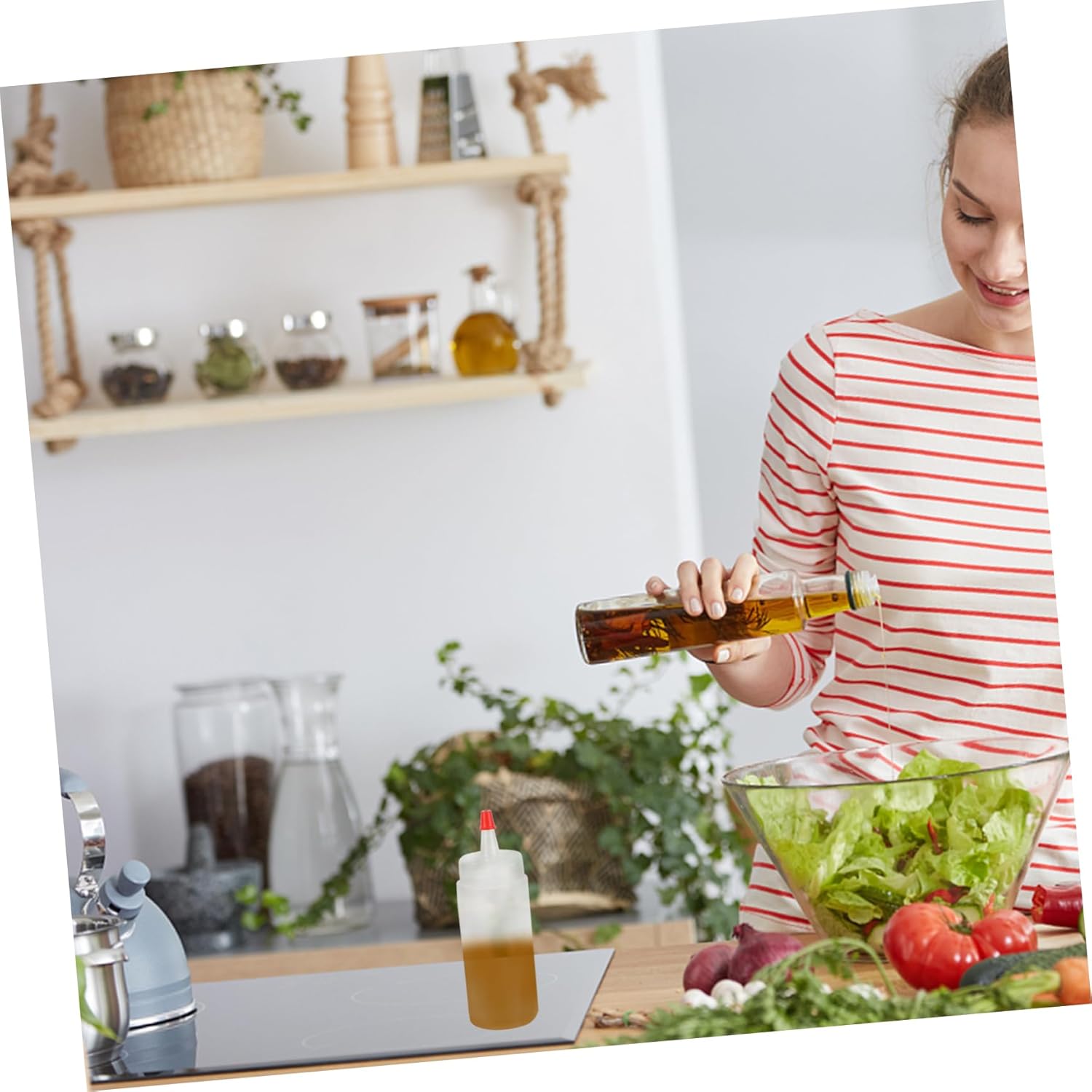10pcs Clear Condiment Squeeze Bottles with Lids Set