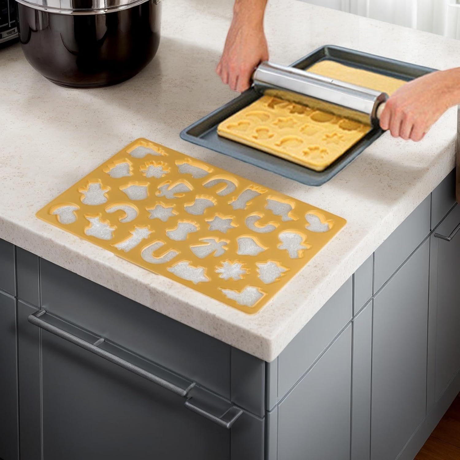 Integrated Cookie Cutter - 22 Festive Shapes No Chilling Needed Yellow