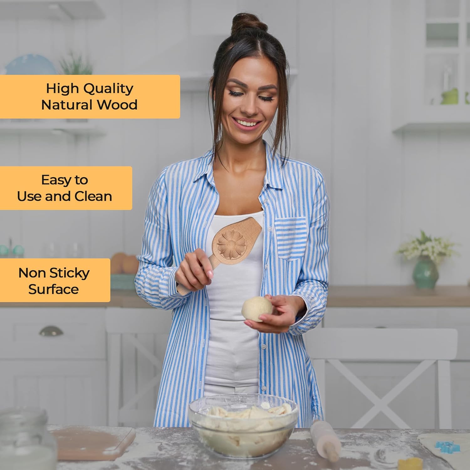 Wooden Cookie Molds for Baking and Pastry Making