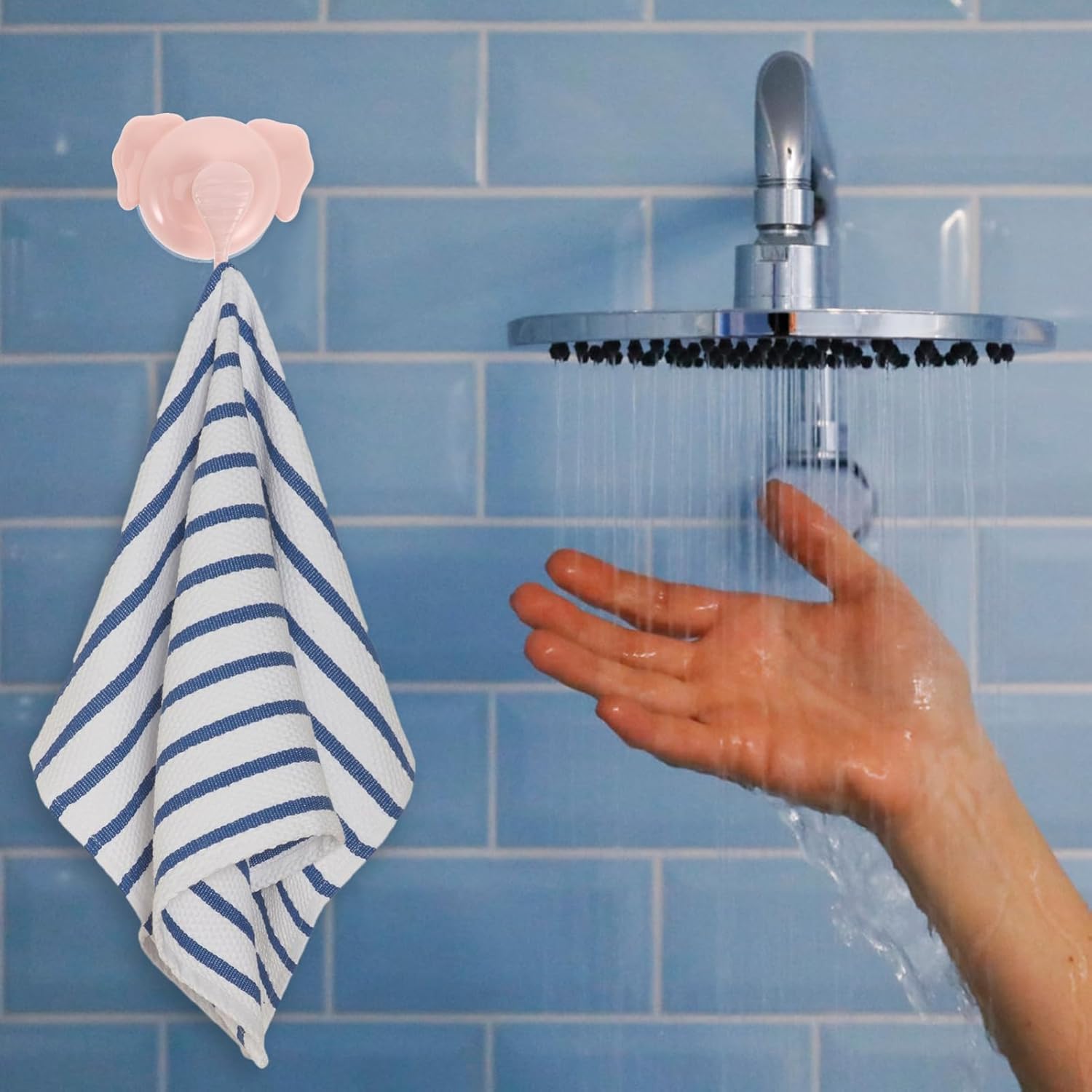 ABOOFAN 4pcs Cartoon Elephant Suction Cup Hooks for Bathroom Kitchen