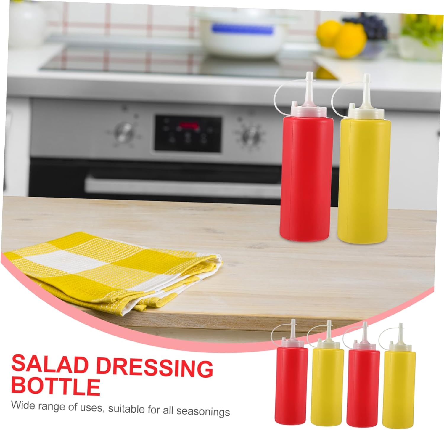 4 Pack Salad Dressing Shaker Bottles for Condiments