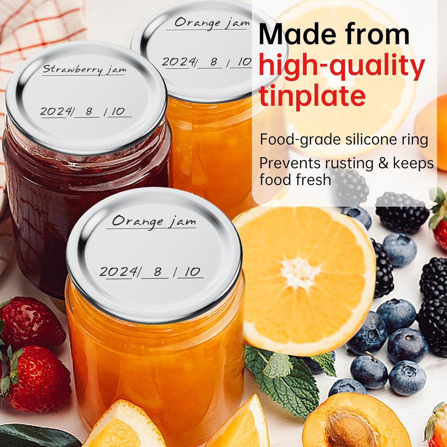60 PCS Regular Mouth Mason Jar Lids for Vacuum Sealing 1