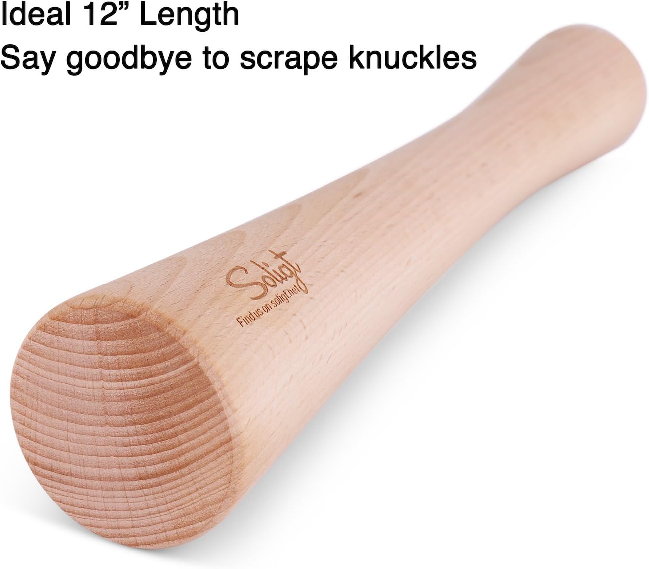 SOLIGT 12 Inch Wood Kraut Pounder for Canning
