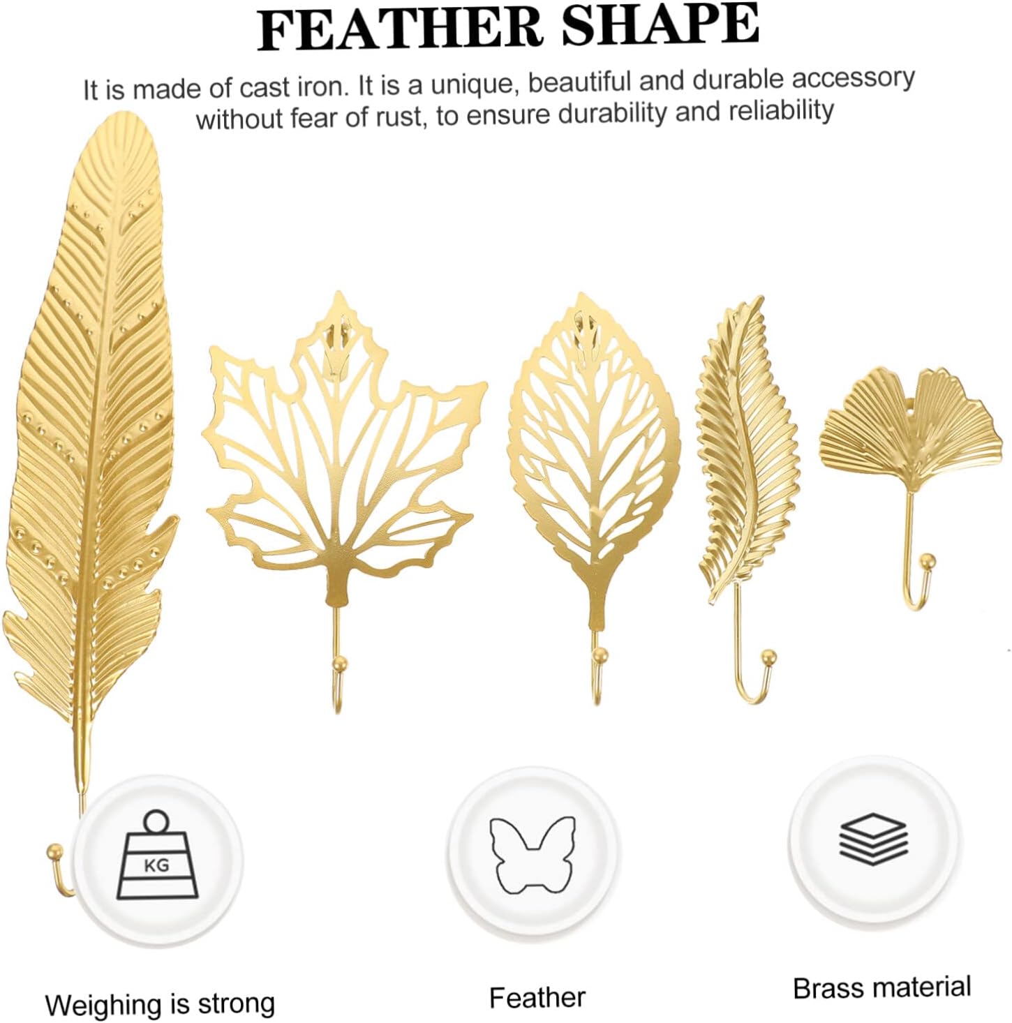 Healeved 5pcs Leaf Hook Wall Mounted Towel Holder