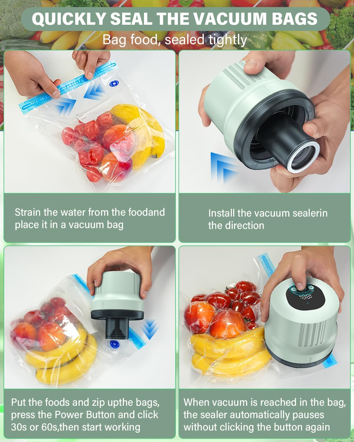 RROFKA 3-in-1 Mason Jar Vacuum Sealer Kit