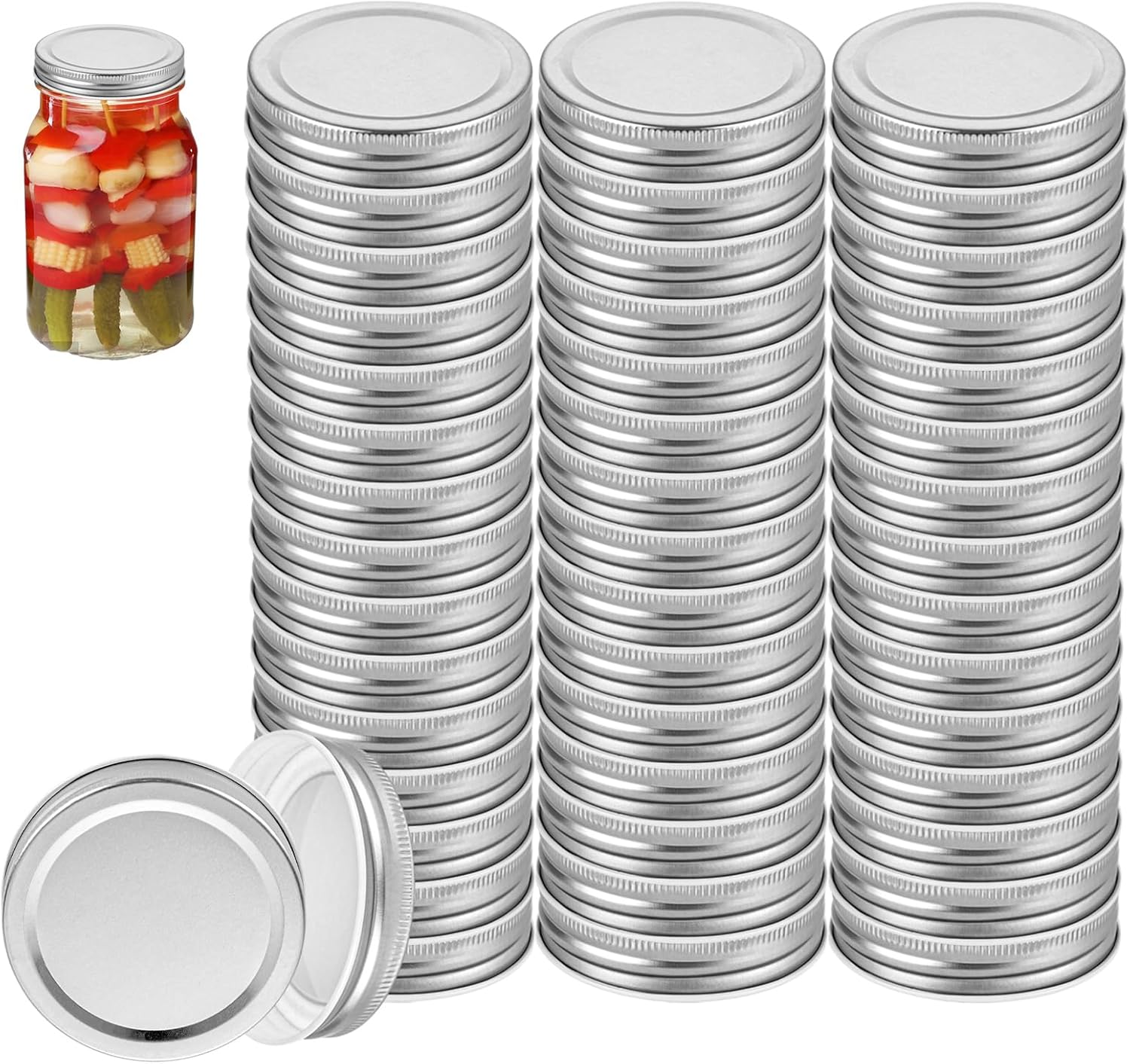 50 pcs Regular Mouth Mason Jar Lids with Silicone Seal