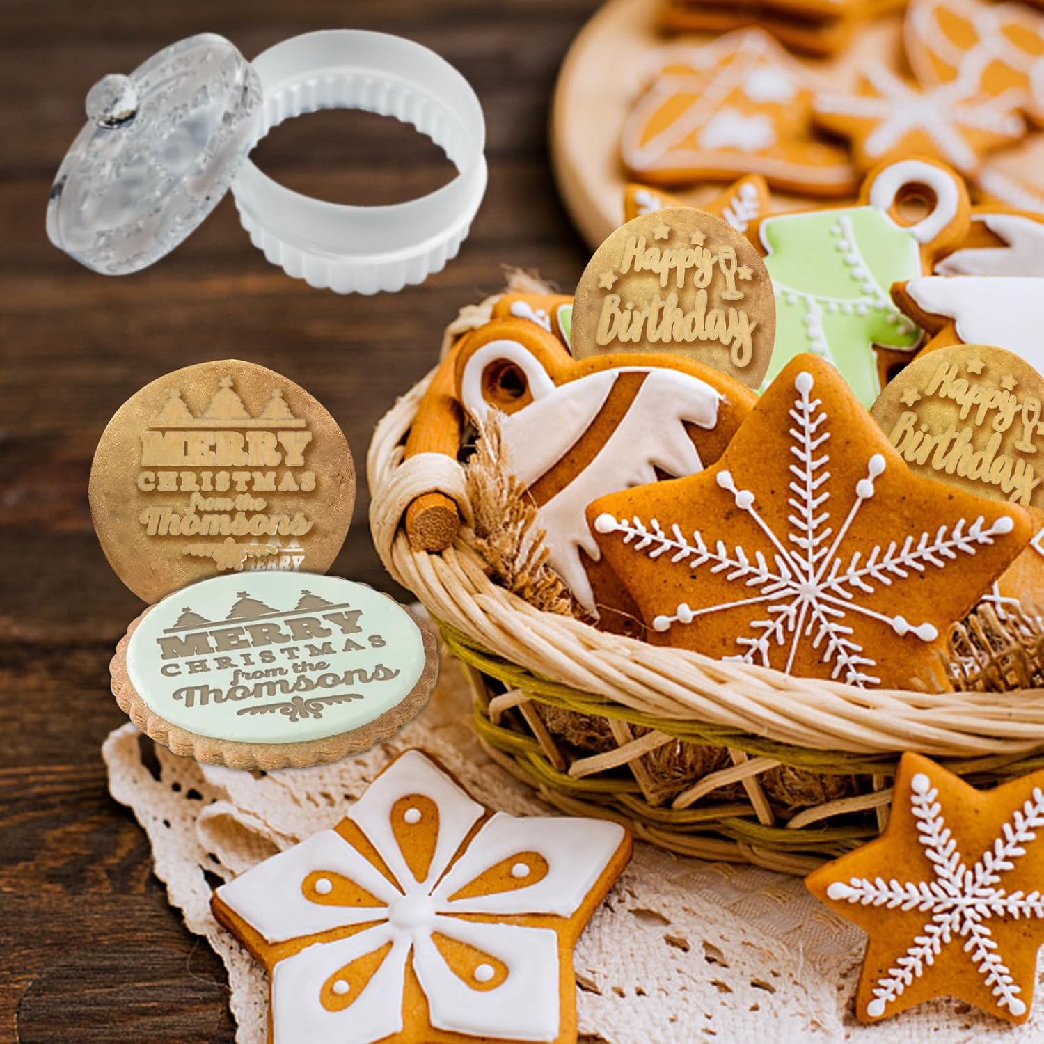 Personalized Christmas Cookie Stamp with Family Logo 3D Design