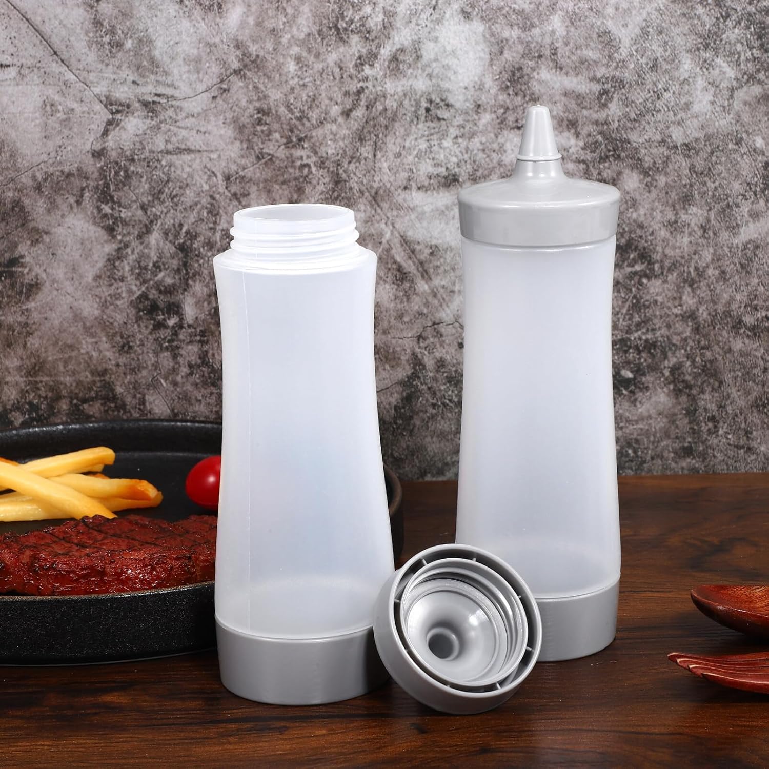 Kichvoe 4pcs Condiment Squeeze Bottles With Lid Reusable