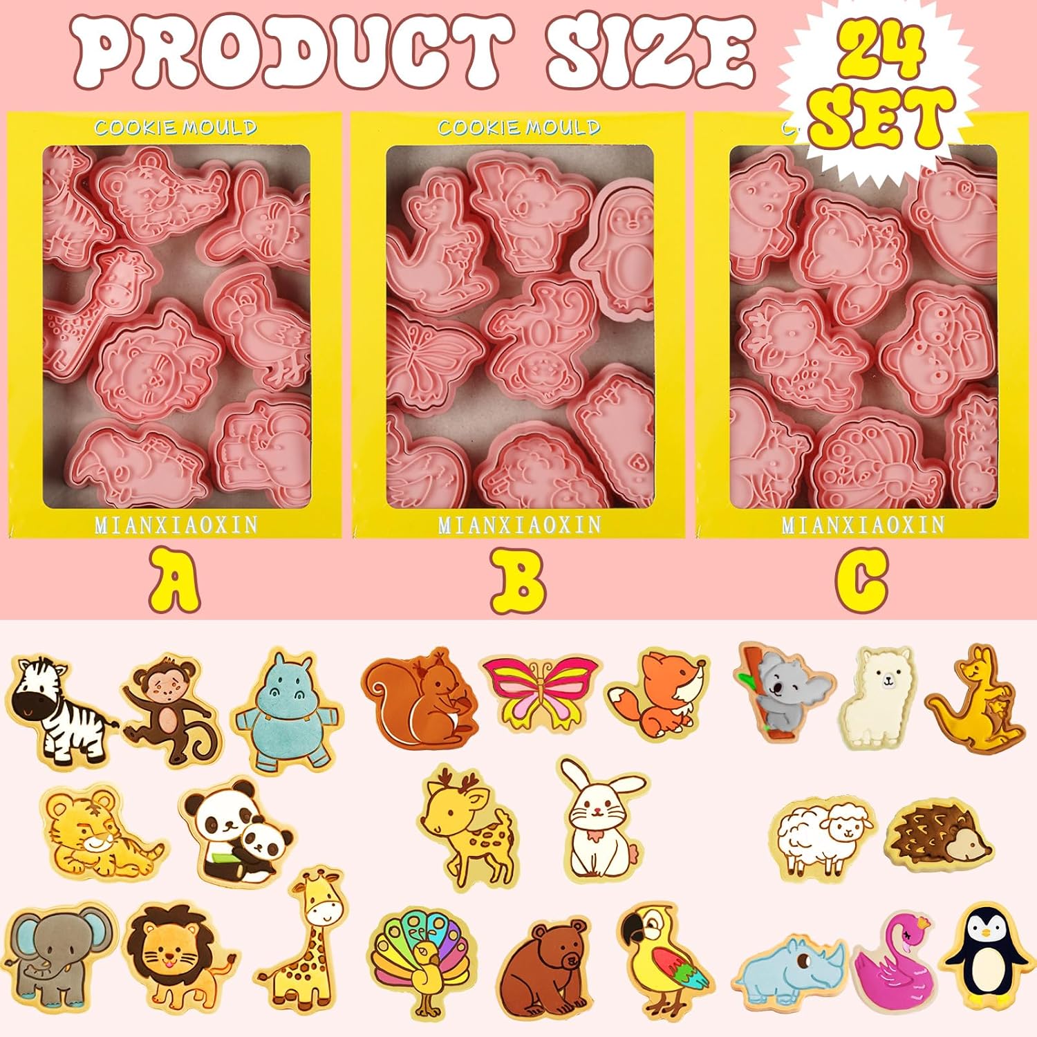 Roshtia 24 Pcs 3D Animal Cookie Cutters Set Plastic 1