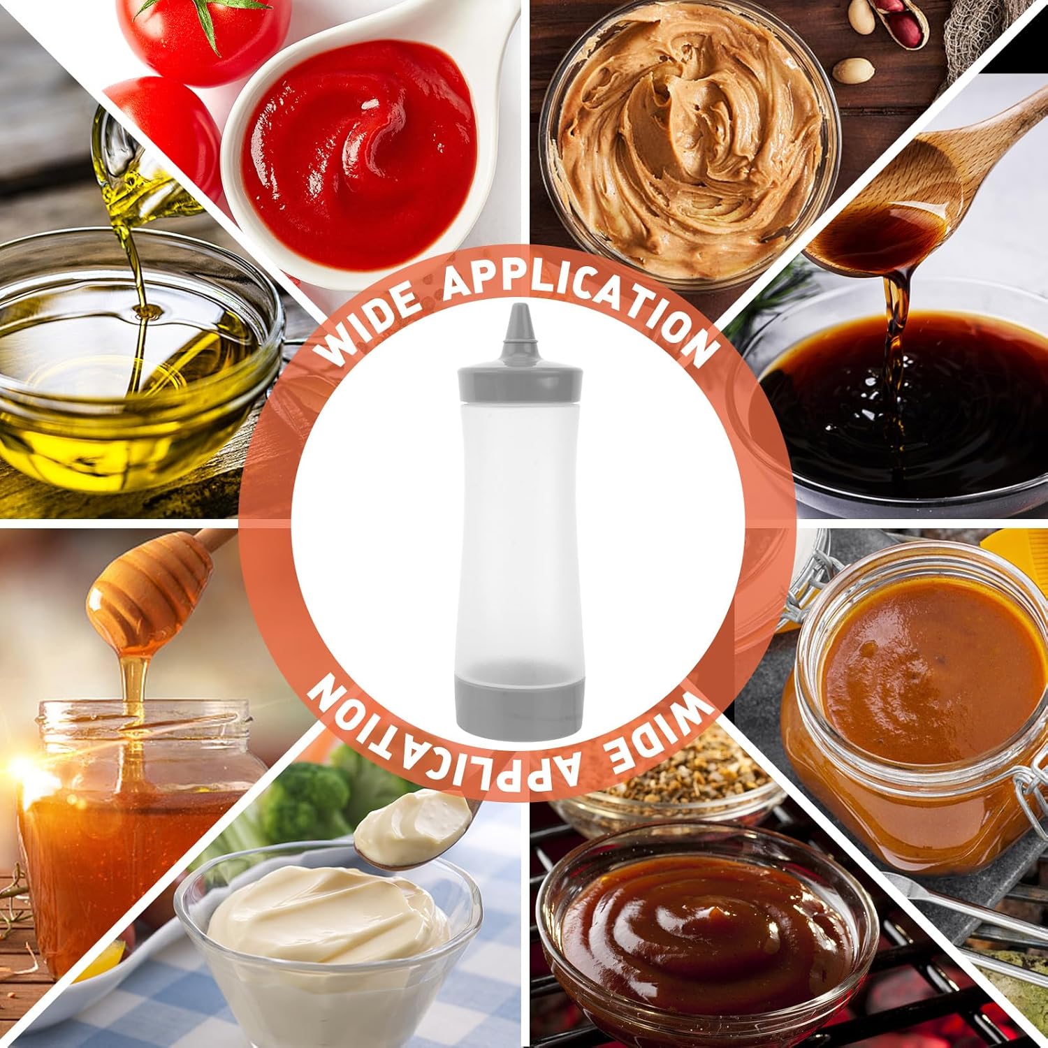 3PCS Squeeze Condiment Bottles for Ketchup Mustard Jam