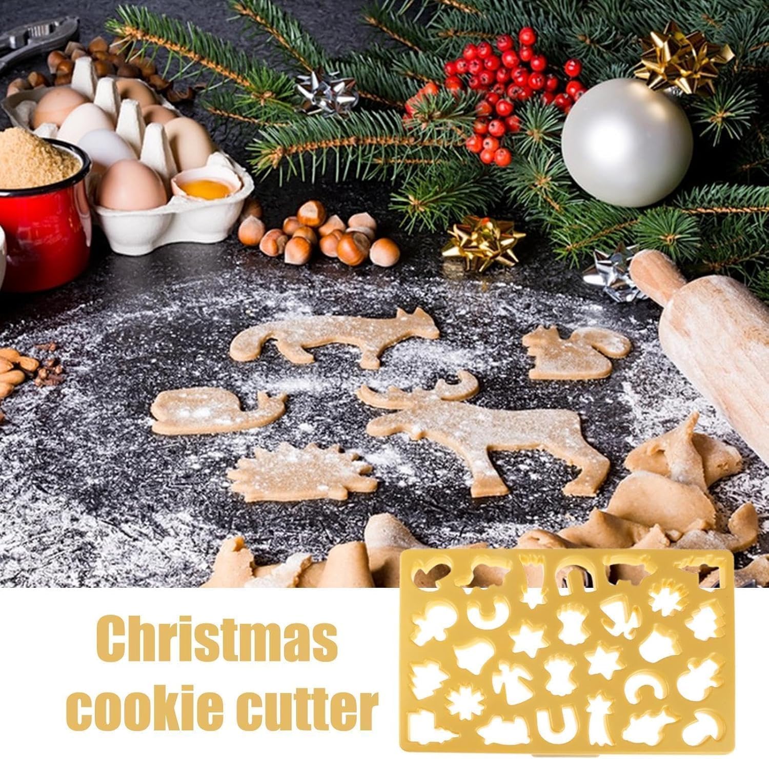 Integrated Cookie Cutter - 22 Festive Shapes No Chilling Needed Yellow