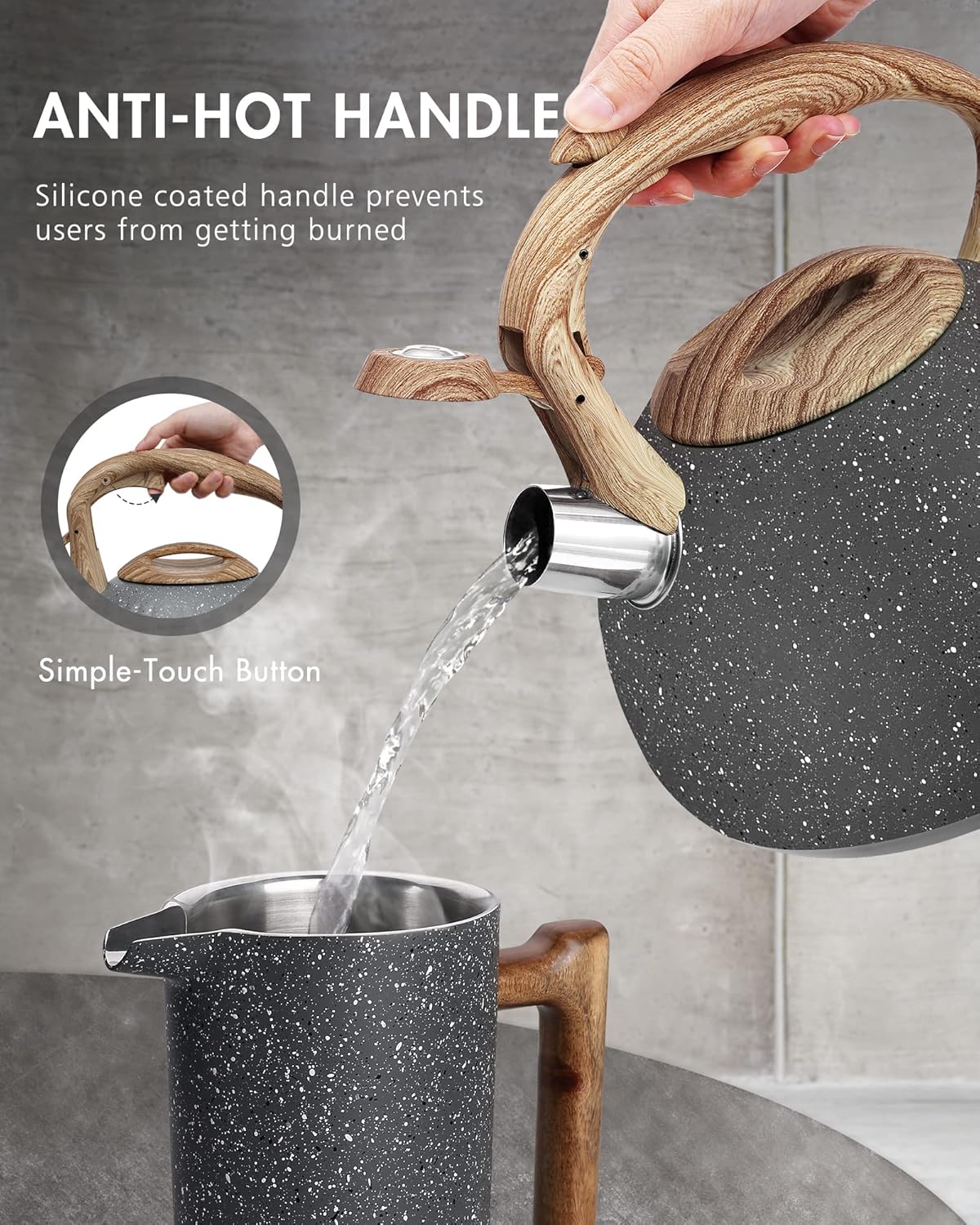 POLIVIAR Tea Kettle 27 Quart Natural Stone Finish