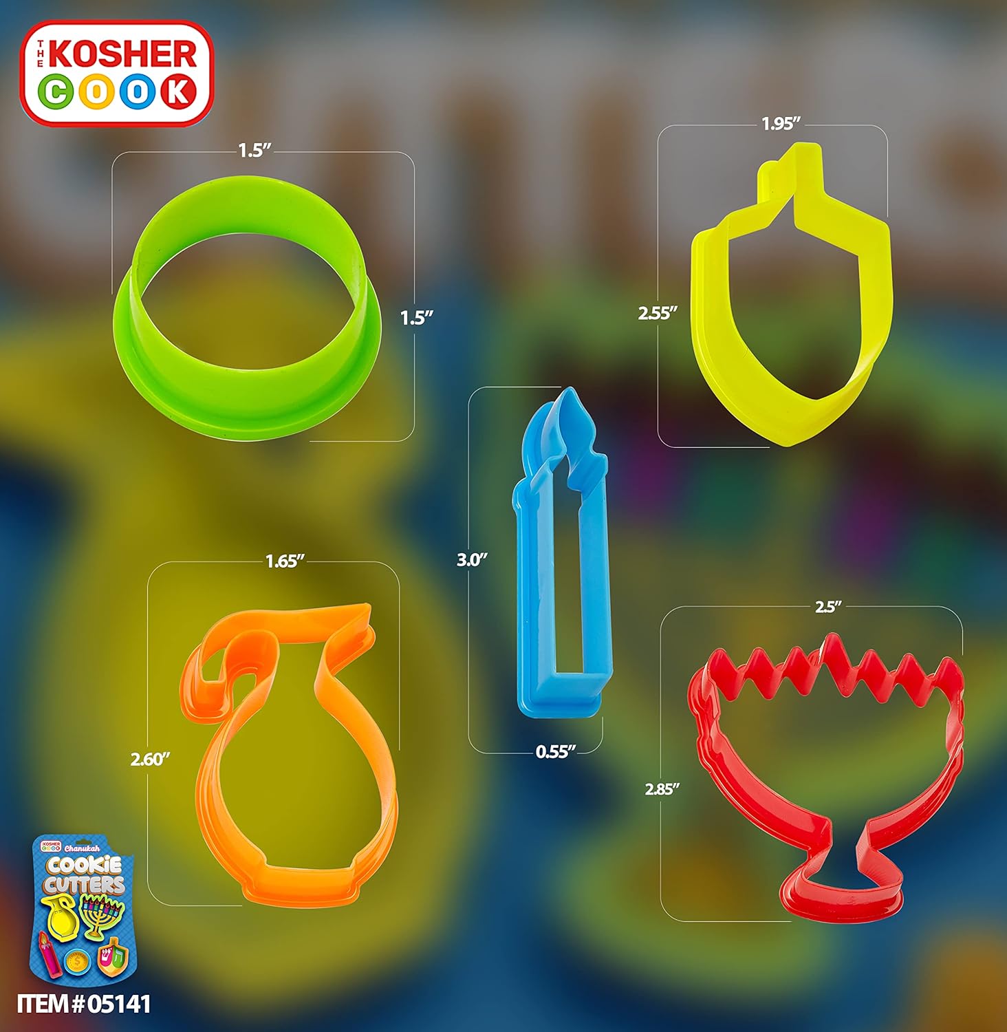 The Kosher Cook Hanukkah Cookie Cutters 5 Piece Set