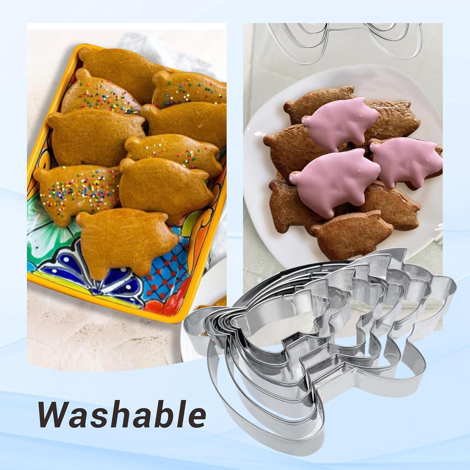 Cieloglim 6PCS Pig Cookie Cutters for Mexican Concha Bread