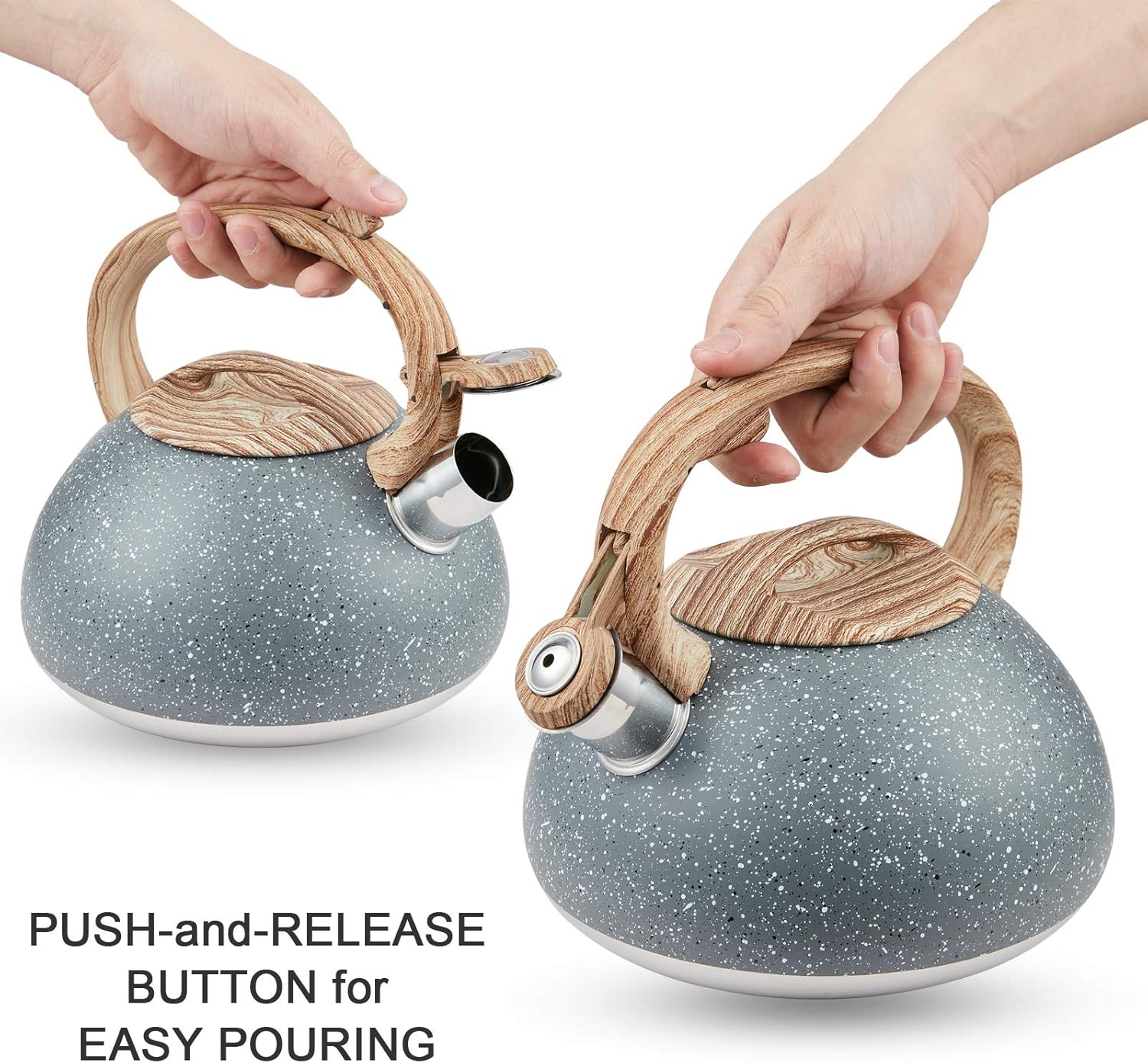 LUXGRACE S-P Whistling Tea Kettle 22 Quart Gray