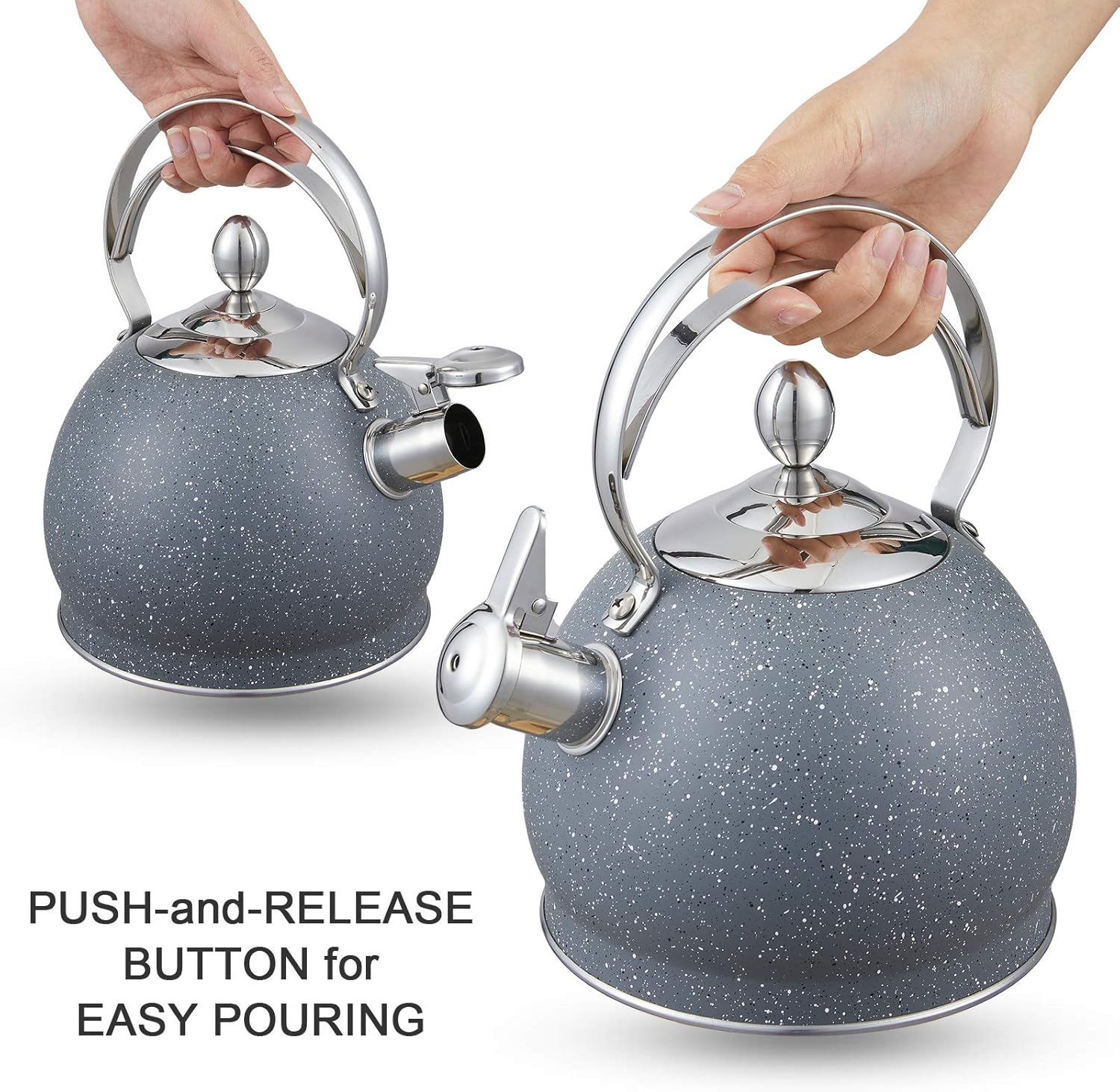 LUXGRACE 25 Qt Whistling Tea Kettle with Aluminum Base
