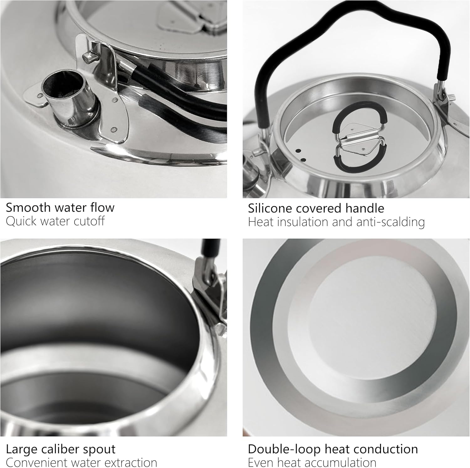 CretFine 304 Stainless Steel Camping Tea Kettle with Mesh Bag
