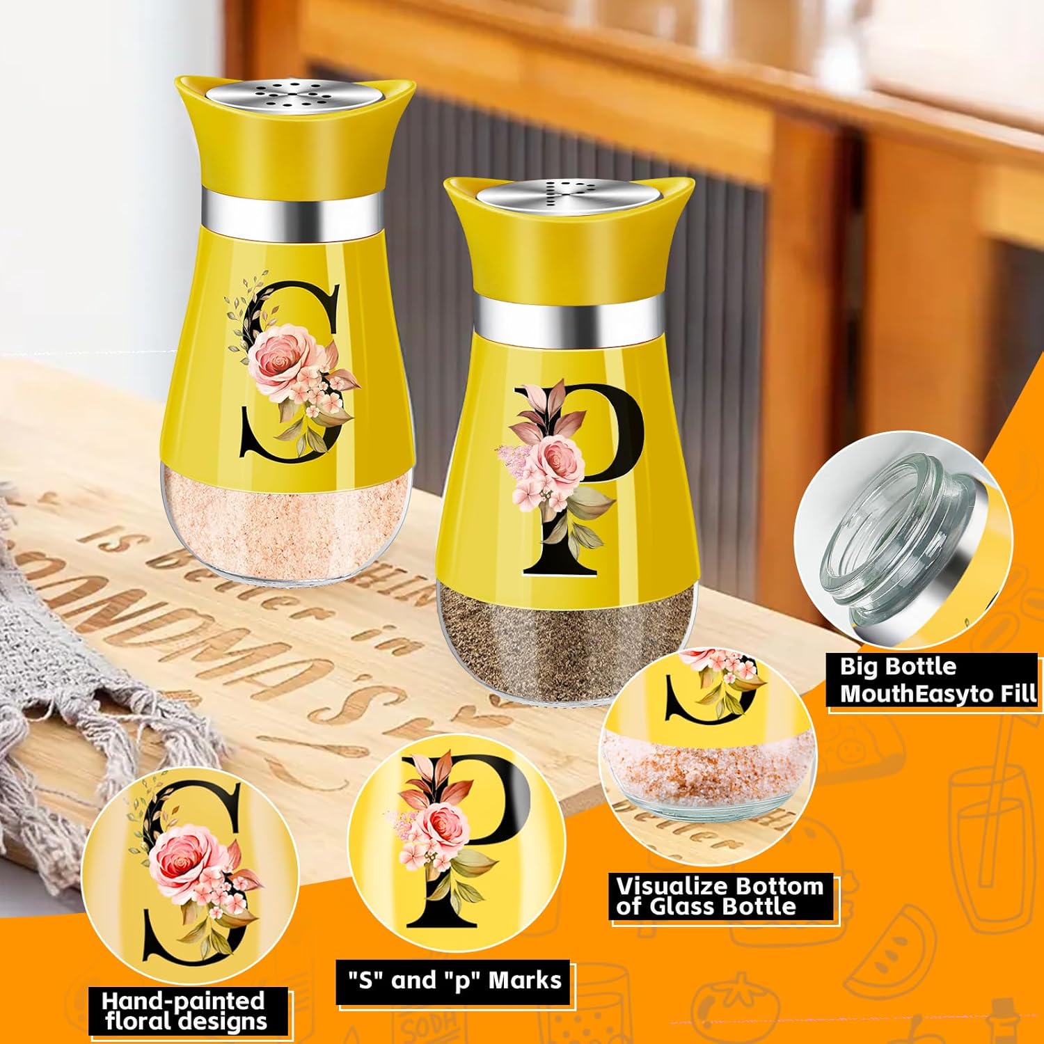 HFoumre Salt Pepper Shakers Set Yellow