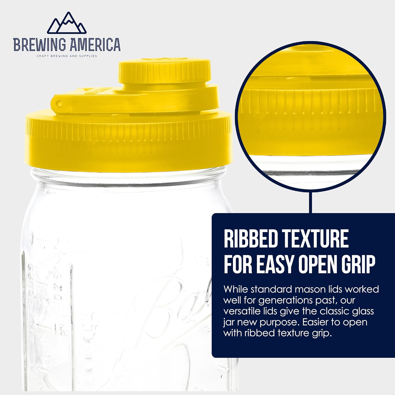 Mason Jar Lids Wide Mouth Plastic 4 Pack - Made in USA Yellow