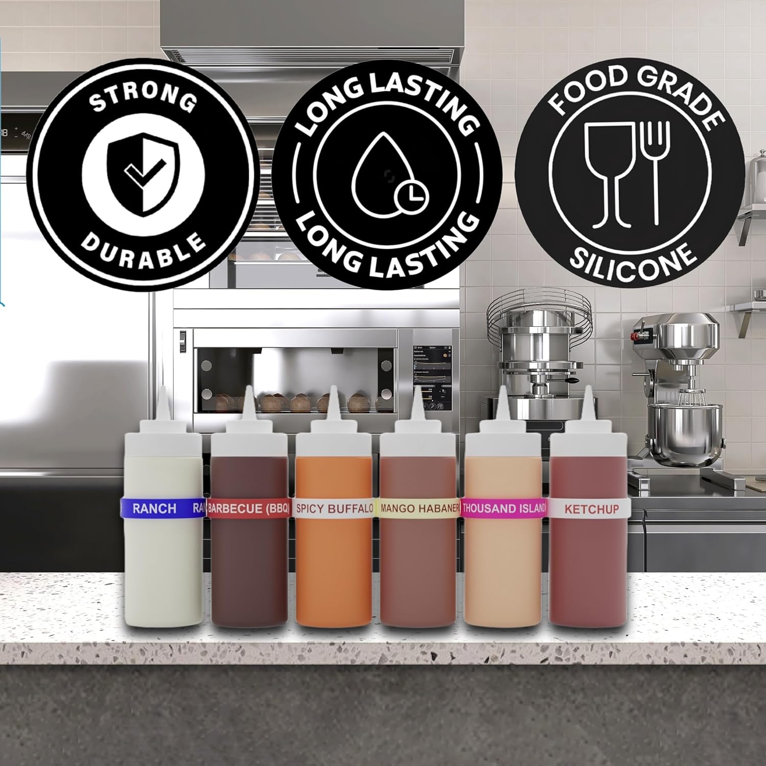 Soy Sauce Label Band - 16oz to 32oz Elastic Silicone Label