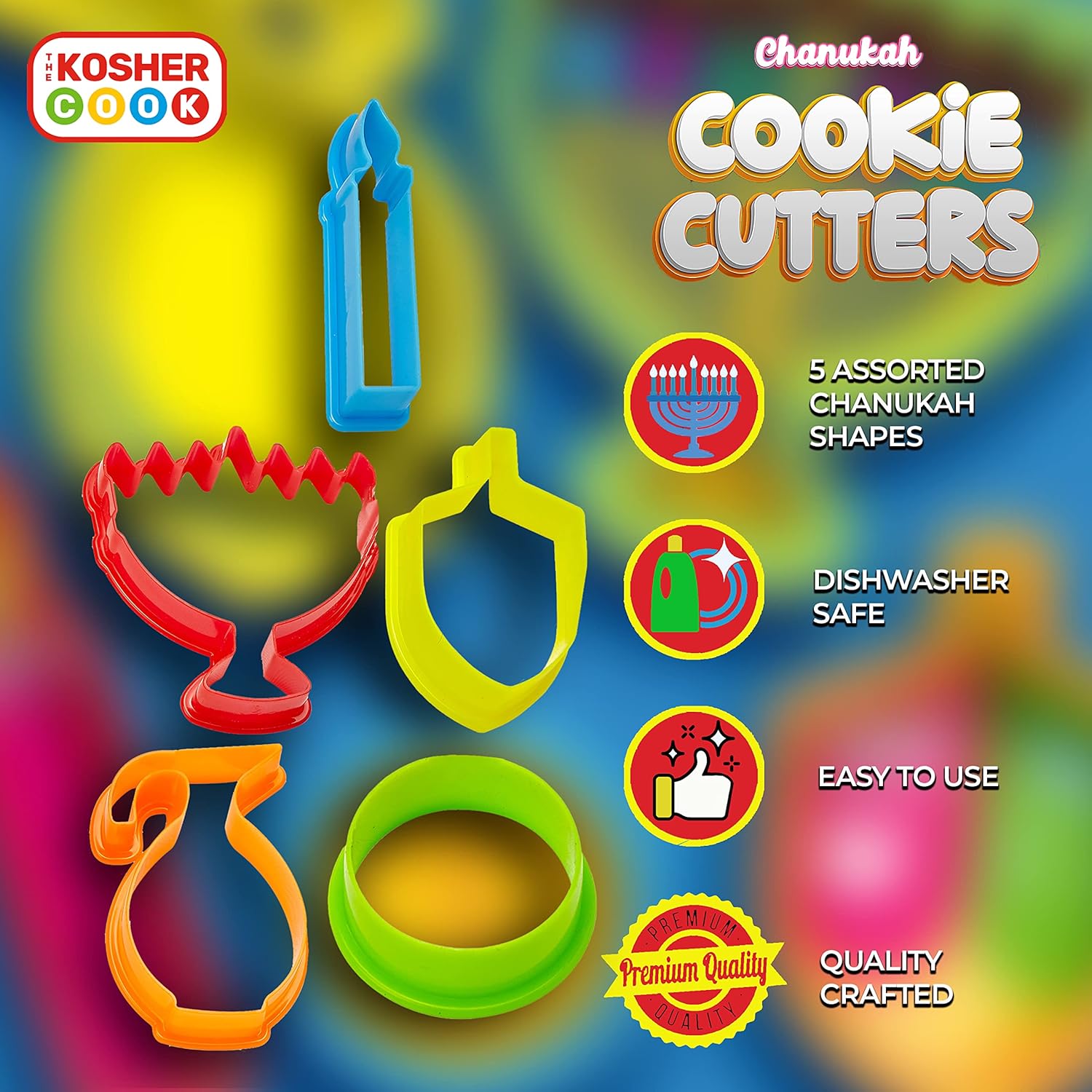 The Kosher Cook Hanukkah Cookie Cutters 5 Piece Set