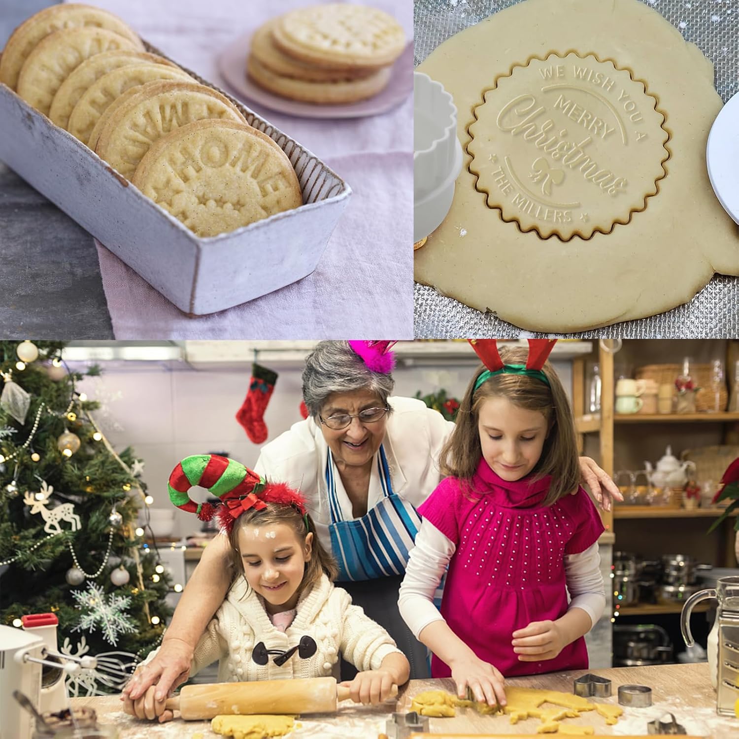 Personalized Christmas Cookie Stamp with Family Logo 3D Design