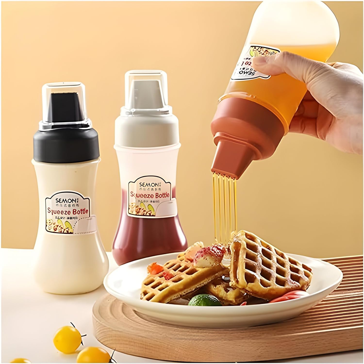 Red 5 Holes Condiment Dispenser Squeeze Bottle