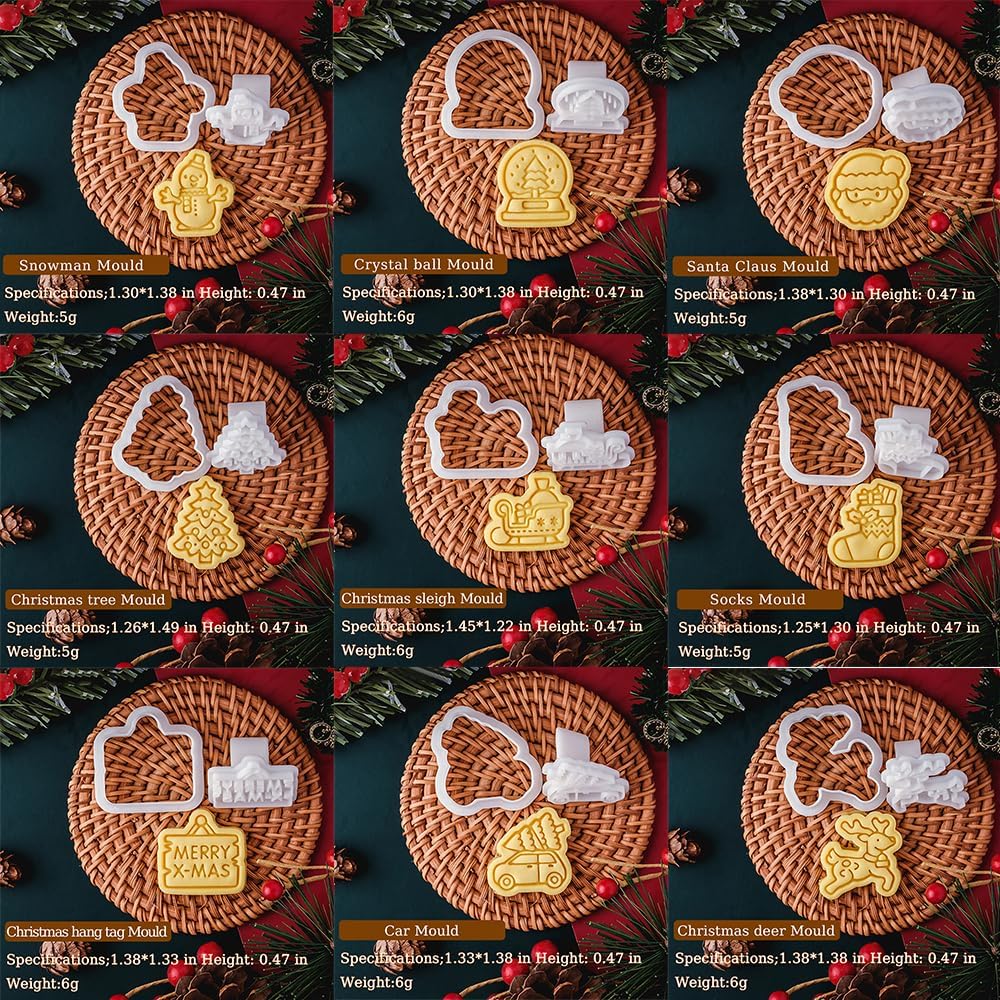 3D Cartoon Christmas Cookie Cutter Set 20pcs