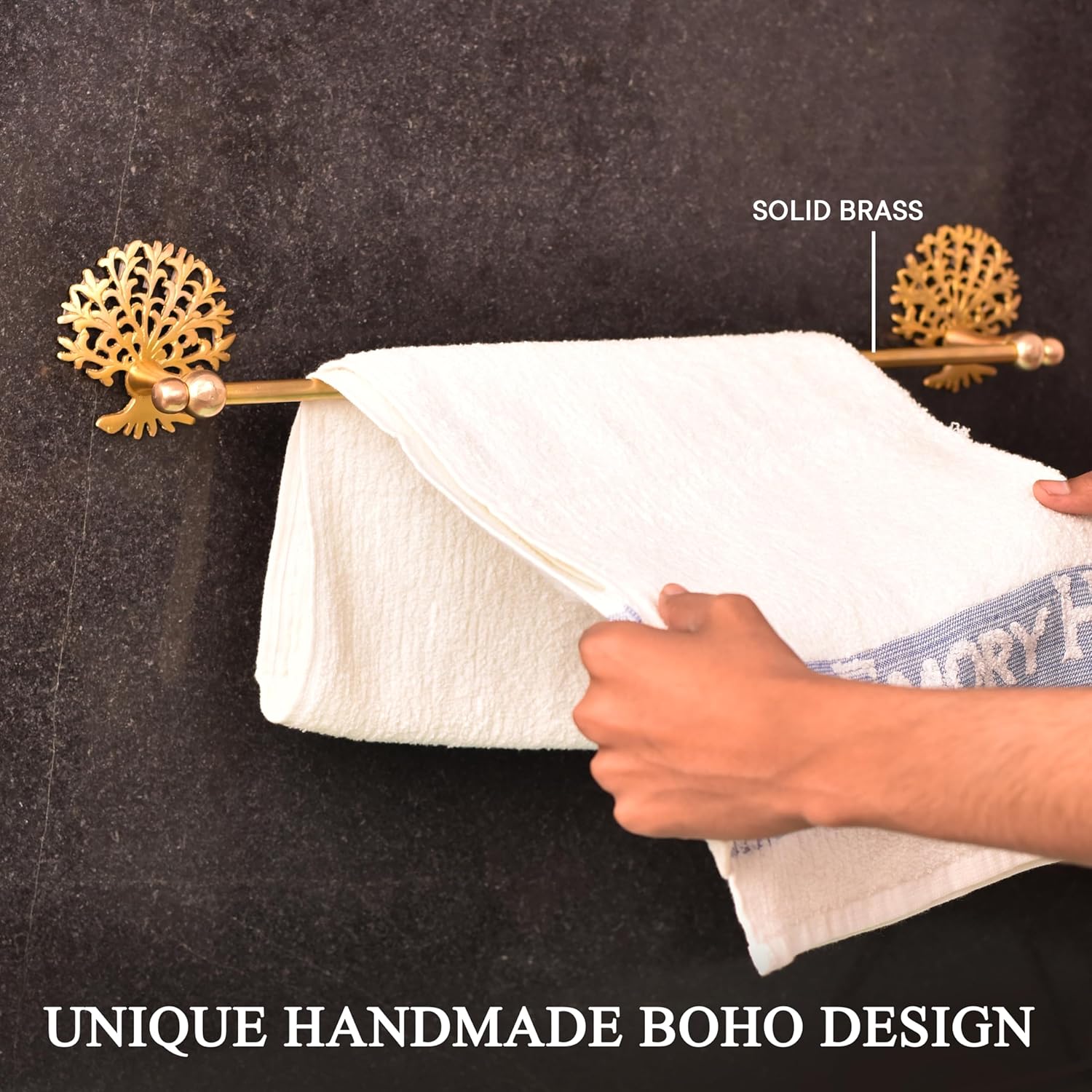 IndianShelf Brass Tree Towel Bar Bathroom Decor