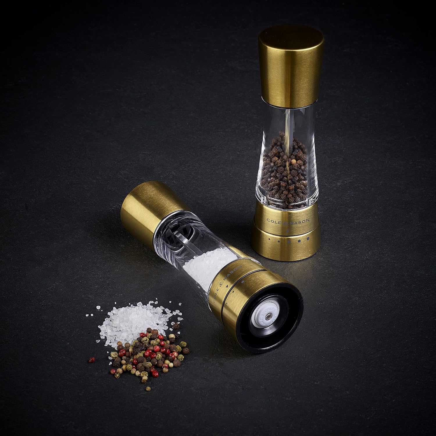 Cole Mason Derwent Gold Salt Pepper Mills Gift Set